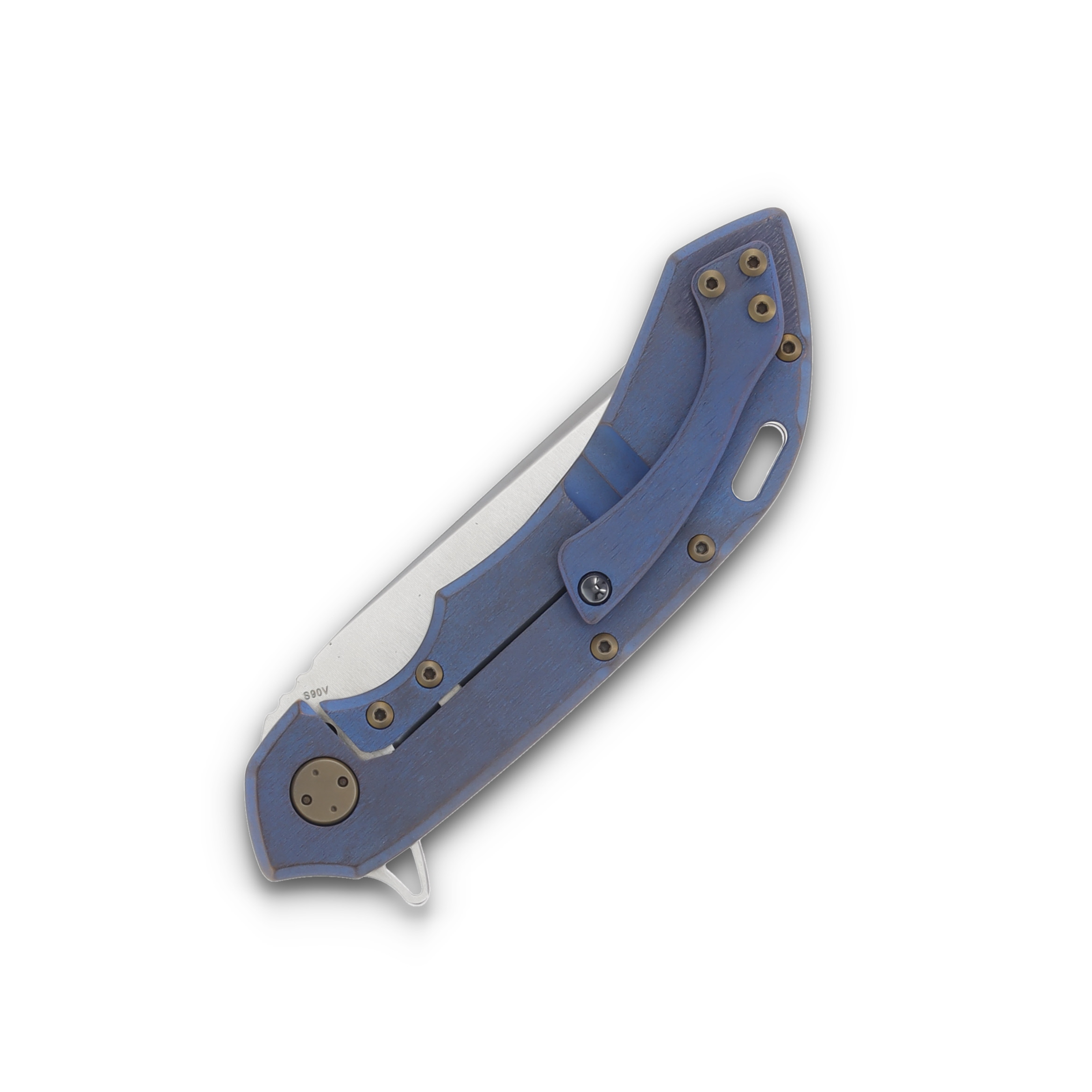Olamic Wayfarer 247 Folding Knife 139Q Satin S90V Companto Kinetic Ocean Titanium 139Q View 6