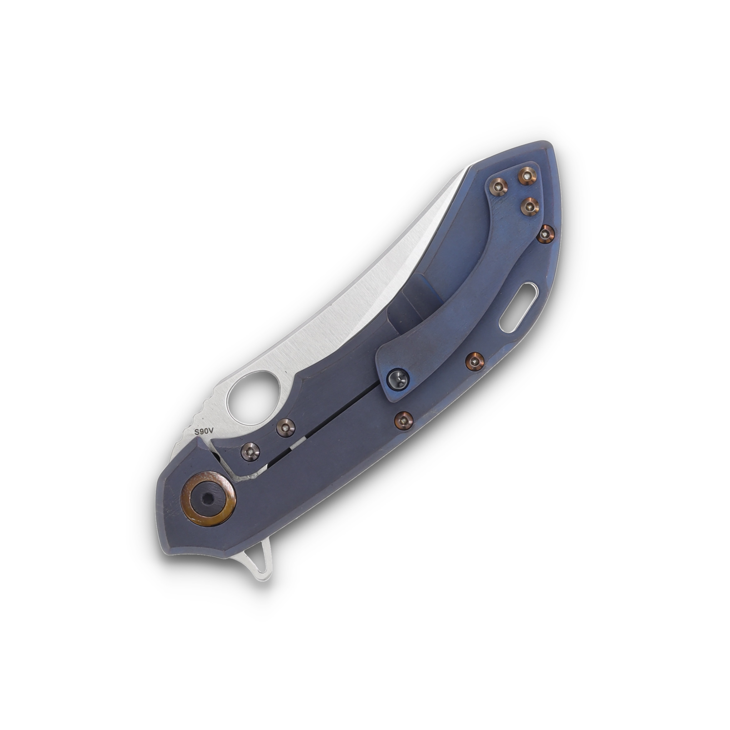 Olamic Wayfarer 247 Folding Knife 178M Satin S90V Mouflon Kinetic Ocean with Brurple Accents 178M View 6