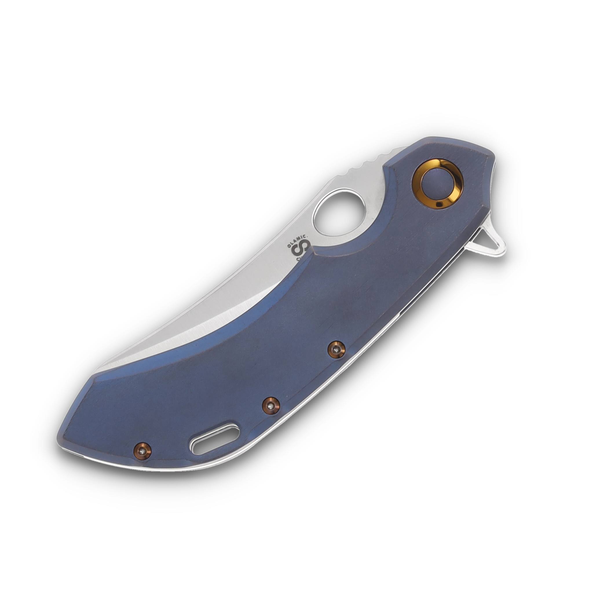 Olamic Wayfarer 247 Folding Knife 178M Satin S90V Mouflon Kinetic Ocean with Brurple Accents 178M View 5