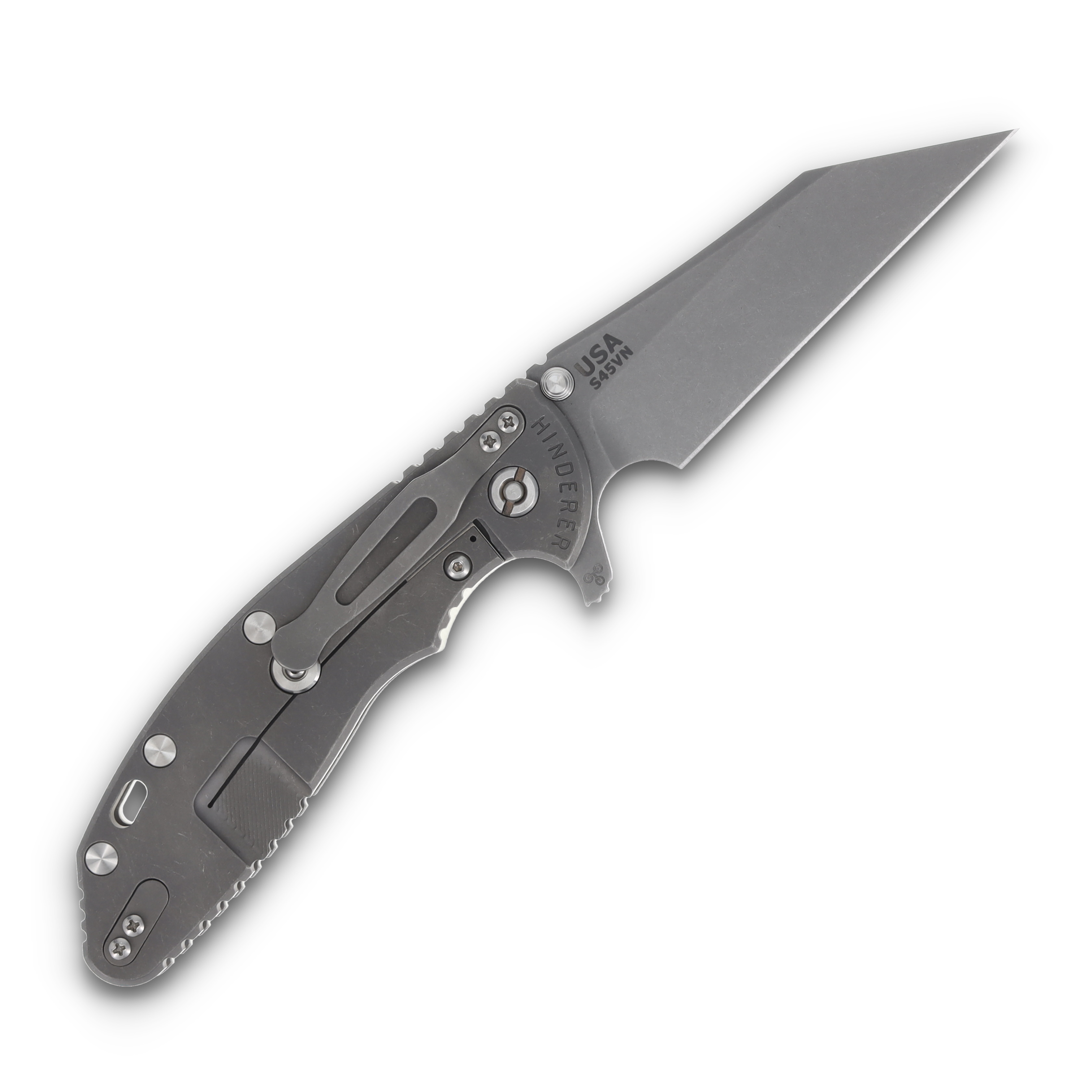 Hinderer XM-24 4.0 Skinny Wharncliffe Working Finish Titanium/Translucent Green G-10 KXM40SKWCWFTG View 2