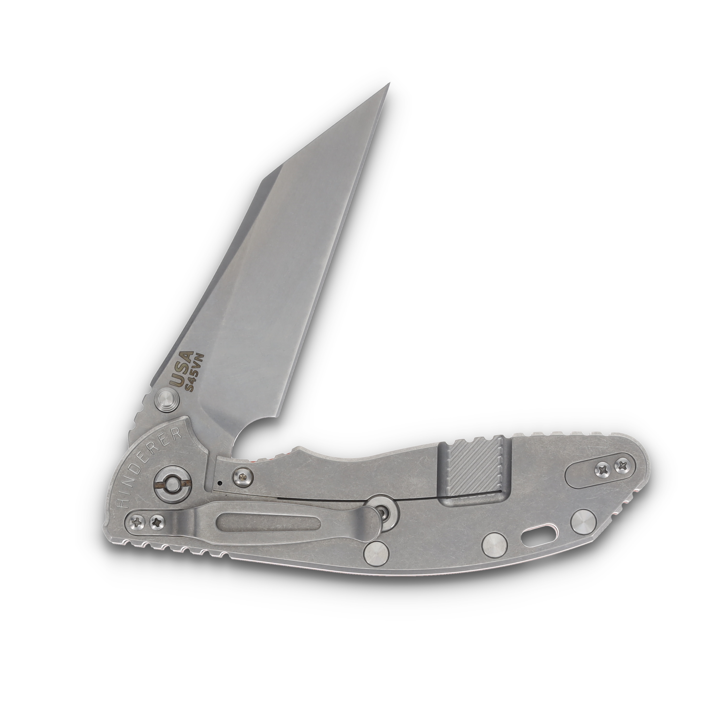 Hinderer XM-24 4.0 Skinny Wharncliffe Stonewash Titanium/Orange G-10 KXM40SKWCSWOR View 4