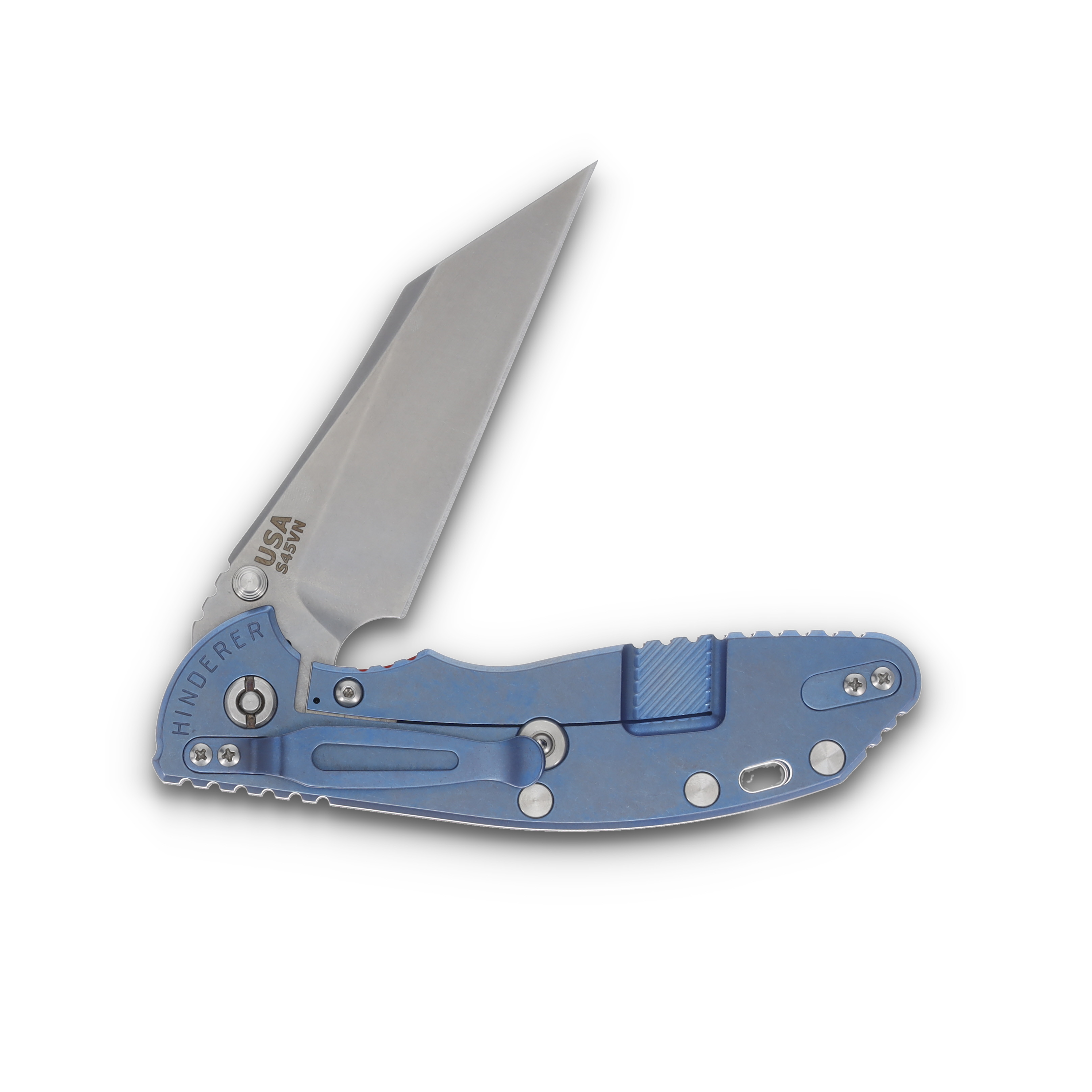 Hinderer XM-24 4.0 Skinny Wharncliffe Stonewash Blue Titanium/Red G-10 KXM40SKWCSWBLRD View 4