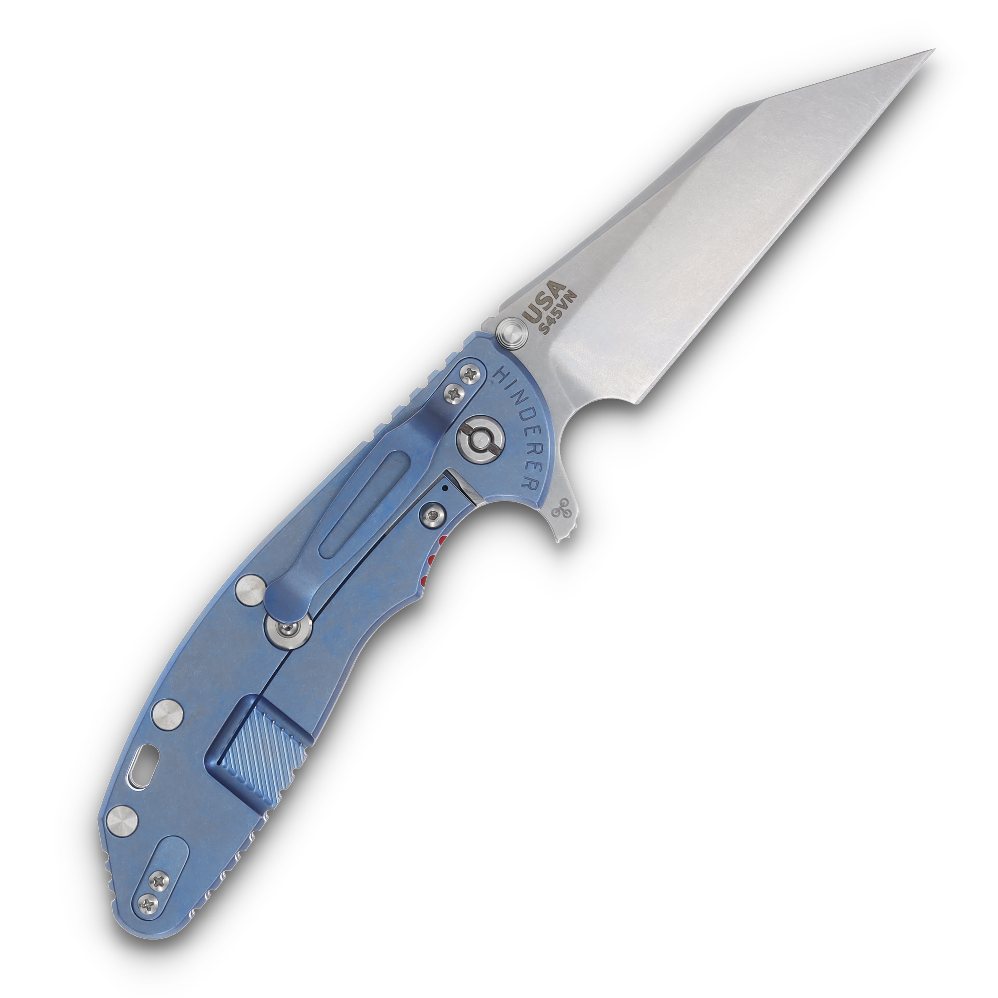 Hinderer XM-24 4.0 Skinny Wharncliffe Stonewash Blue Titanium/Red G-10 KXM40SKWCSWBLRD View 2