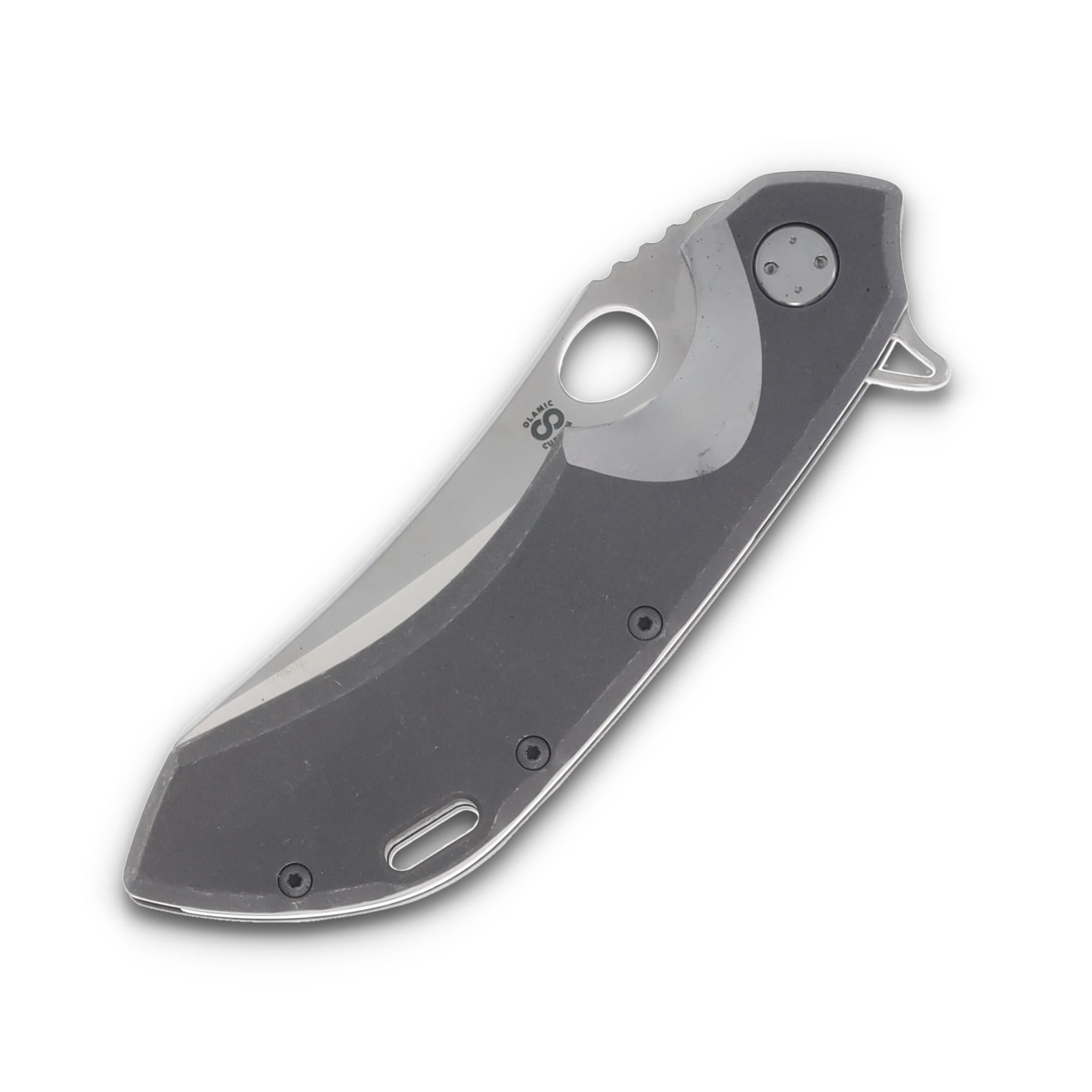 Olamic Wayfarer 247 Folding Knife 180C Satin S90V Mouflon Stonewash Titanium Partial Waveform 187M View 5