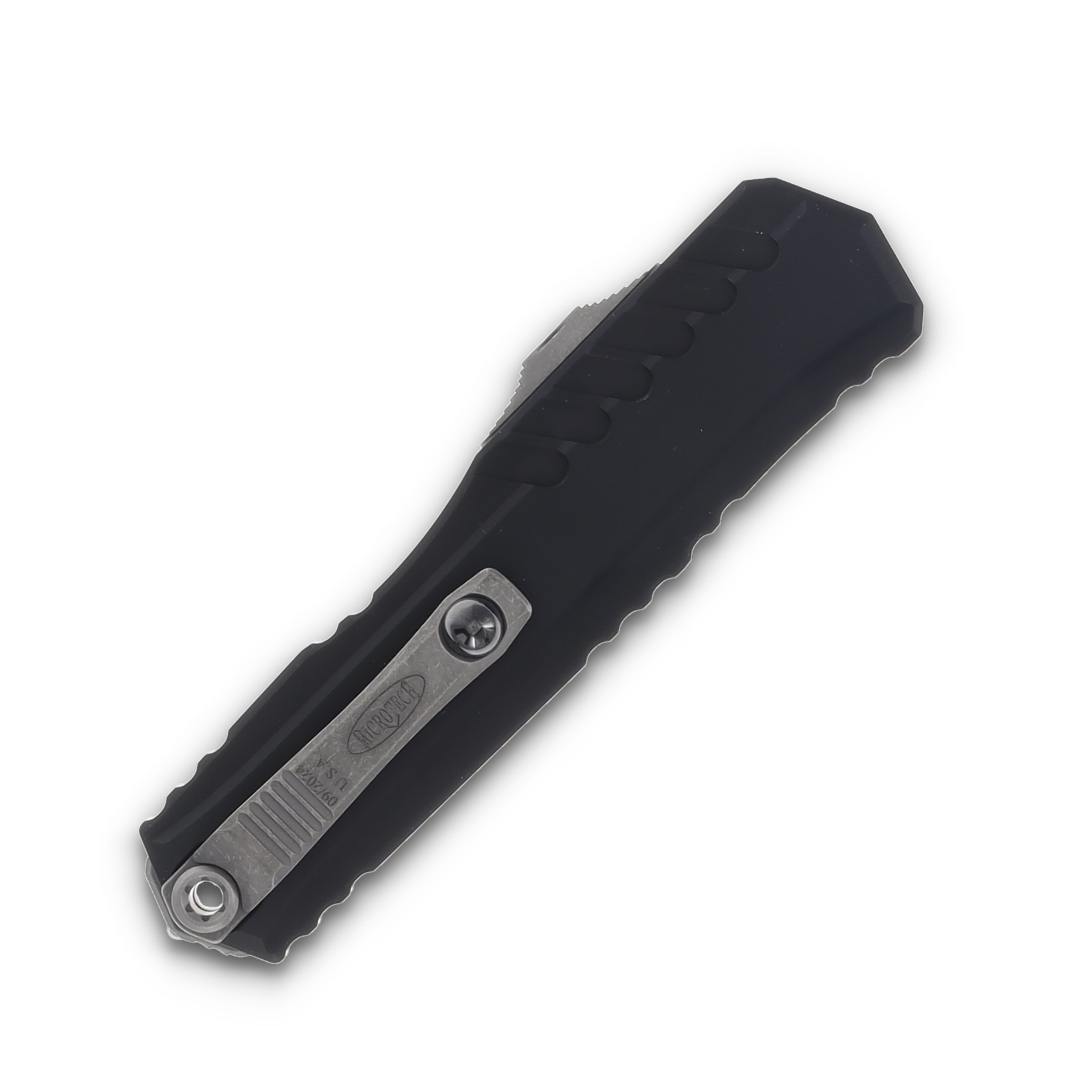 Microtech Cypher II Black OTF DE Apocalyptic Partial Serrated Dagger AUMT124211AP View 4