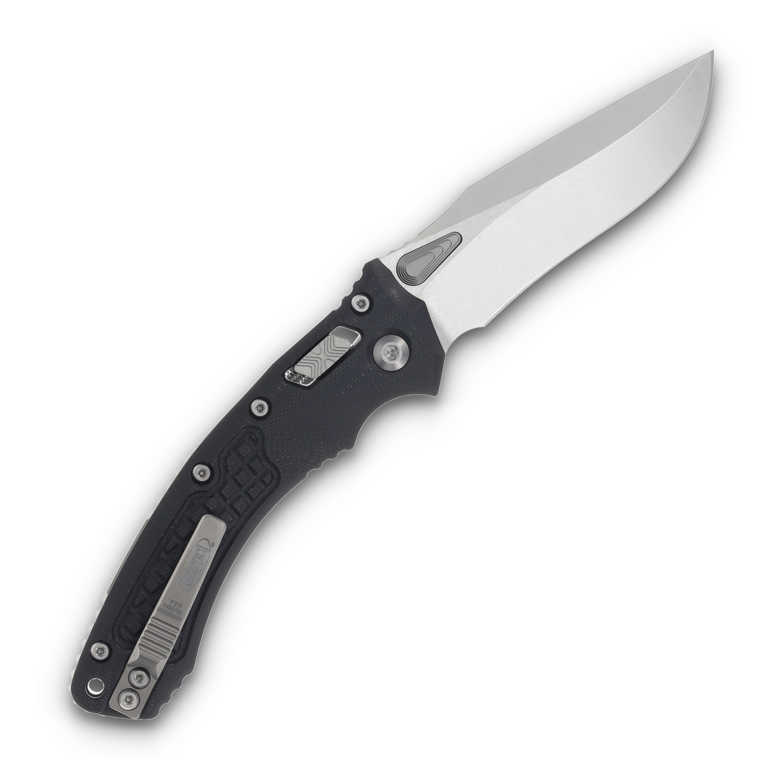 Microtech Amphibian RAM LOK Frag G10 Black 3.87in Stonewash Clip Point MT137RL10FRGTBK View 2