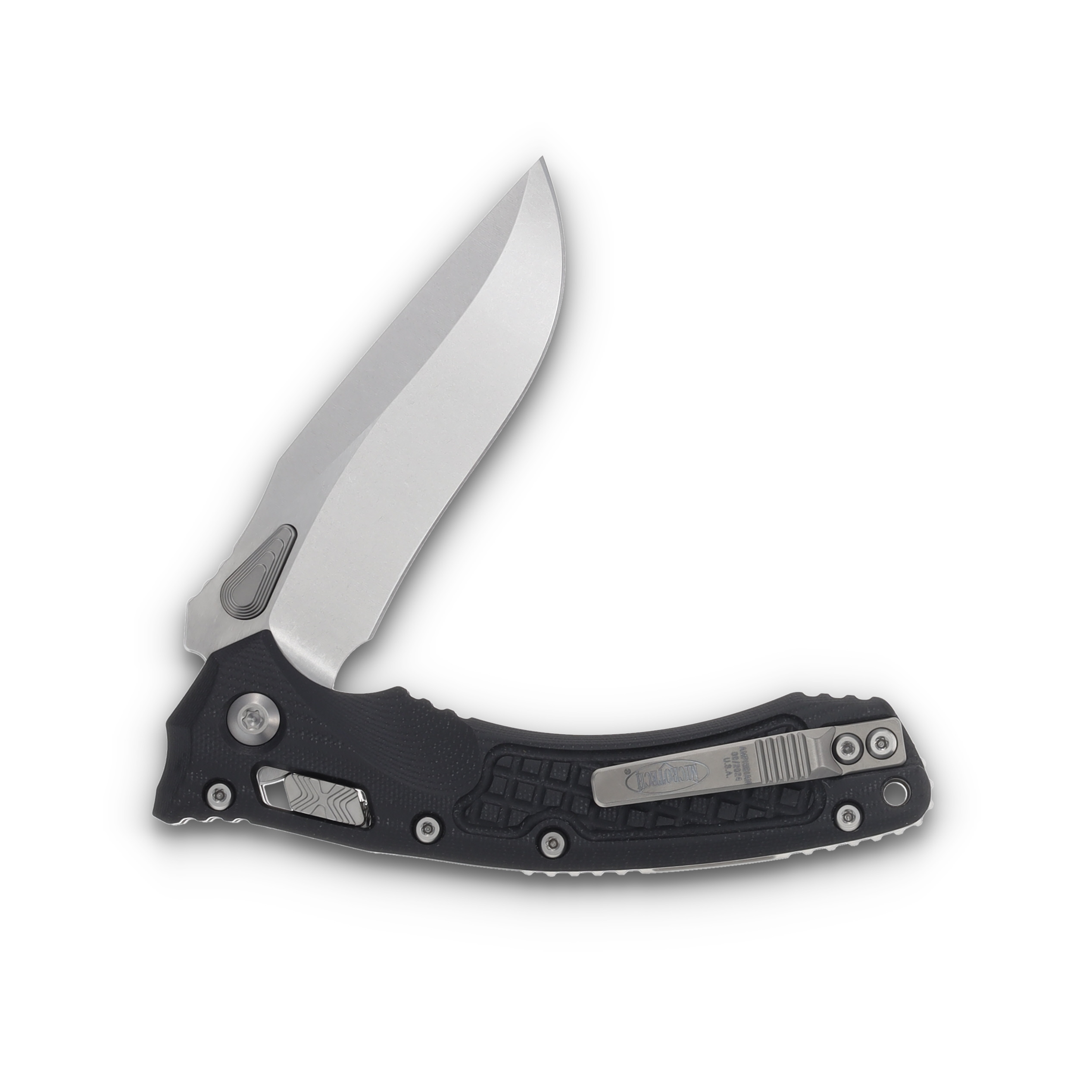 Microtech Amphibian RAM LOK Frag G10 Black 3.87in Stonewash Clip Point MT137RL10FRGTBK View 4