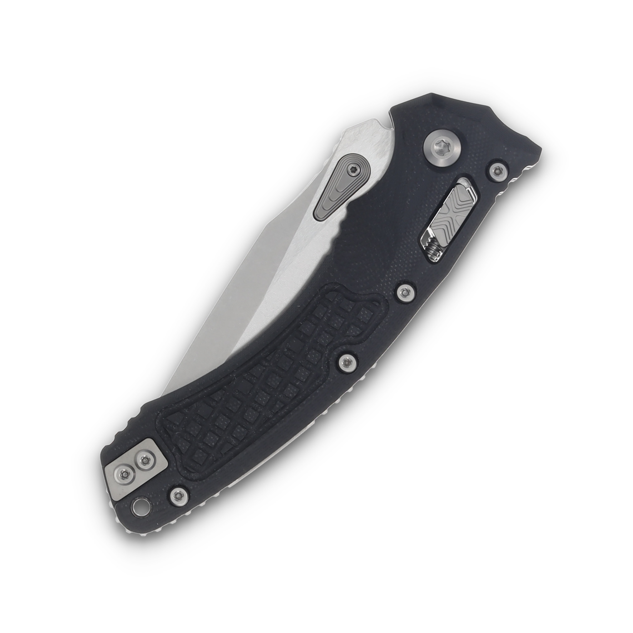 Microtech Amphibian RAM LOK Frag G10 Black 3.87in Stonewash Clip Point MT137RL10FRGTBK View 5