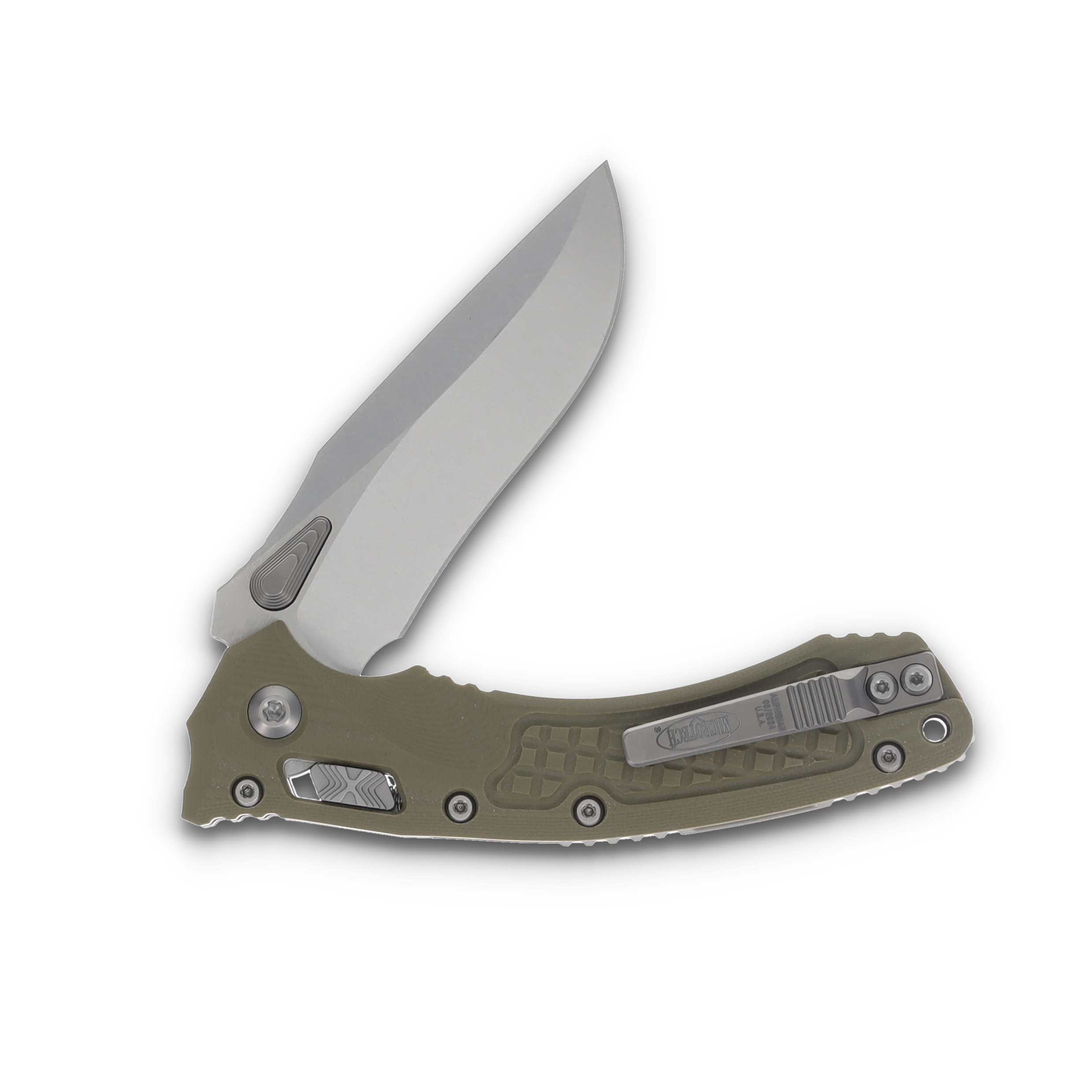 Microtech Amphibian RAM LOK Frag G10 OD Green 3.87in Stonewash Clip Point MT137RL10FRGTOD View 4
