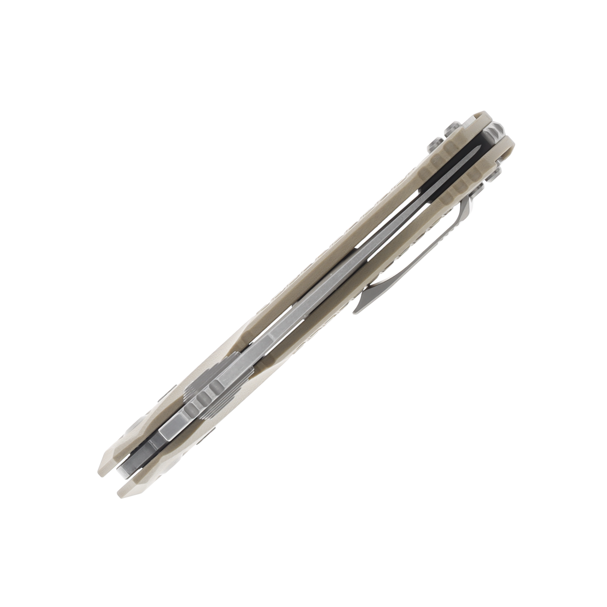 Microtech Amphibian RAM LOK Frag G10 Tan 3.87in Stonewash Clip Point MT137RL10FRGTTA View 7