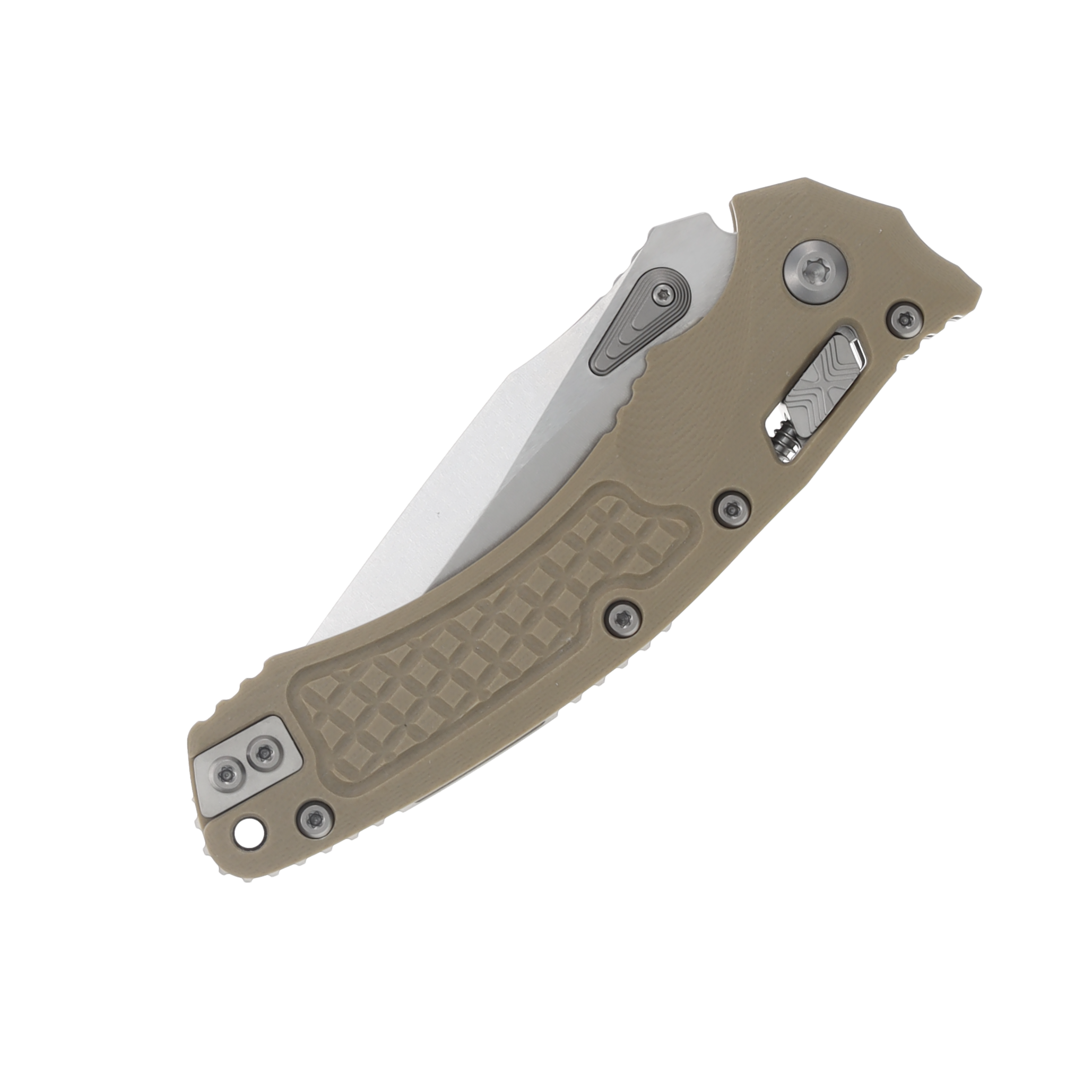 Microtech Amphibian RAM LOK Frag G10 Tan 3.87in Stonewash Clip Point MT137RL10FRGTTA View 5