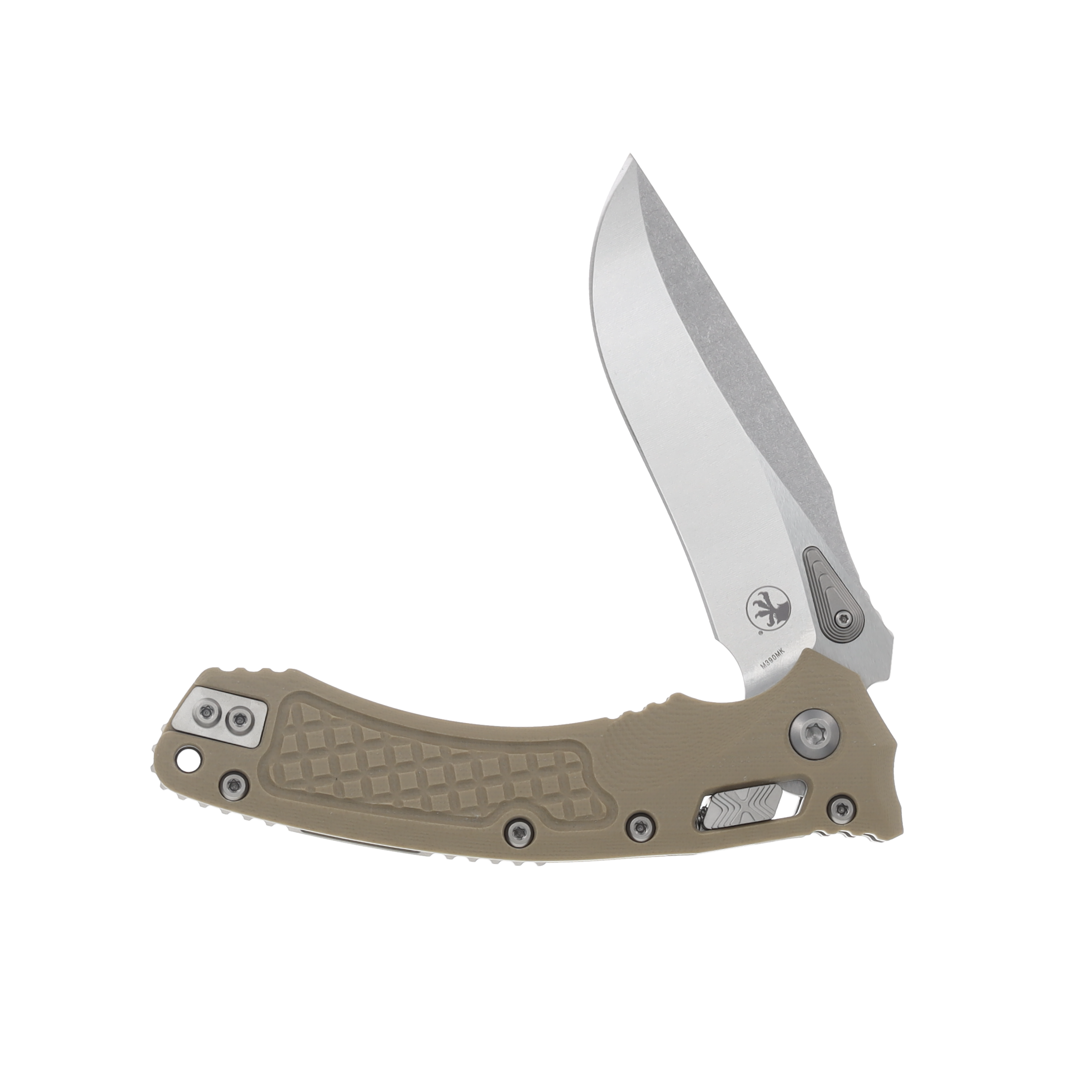 Microtech Amphibian RAM LOK Frag G10 Tan 3.87in Stonewash Clip Point MT137RL10FRGTTA View 3