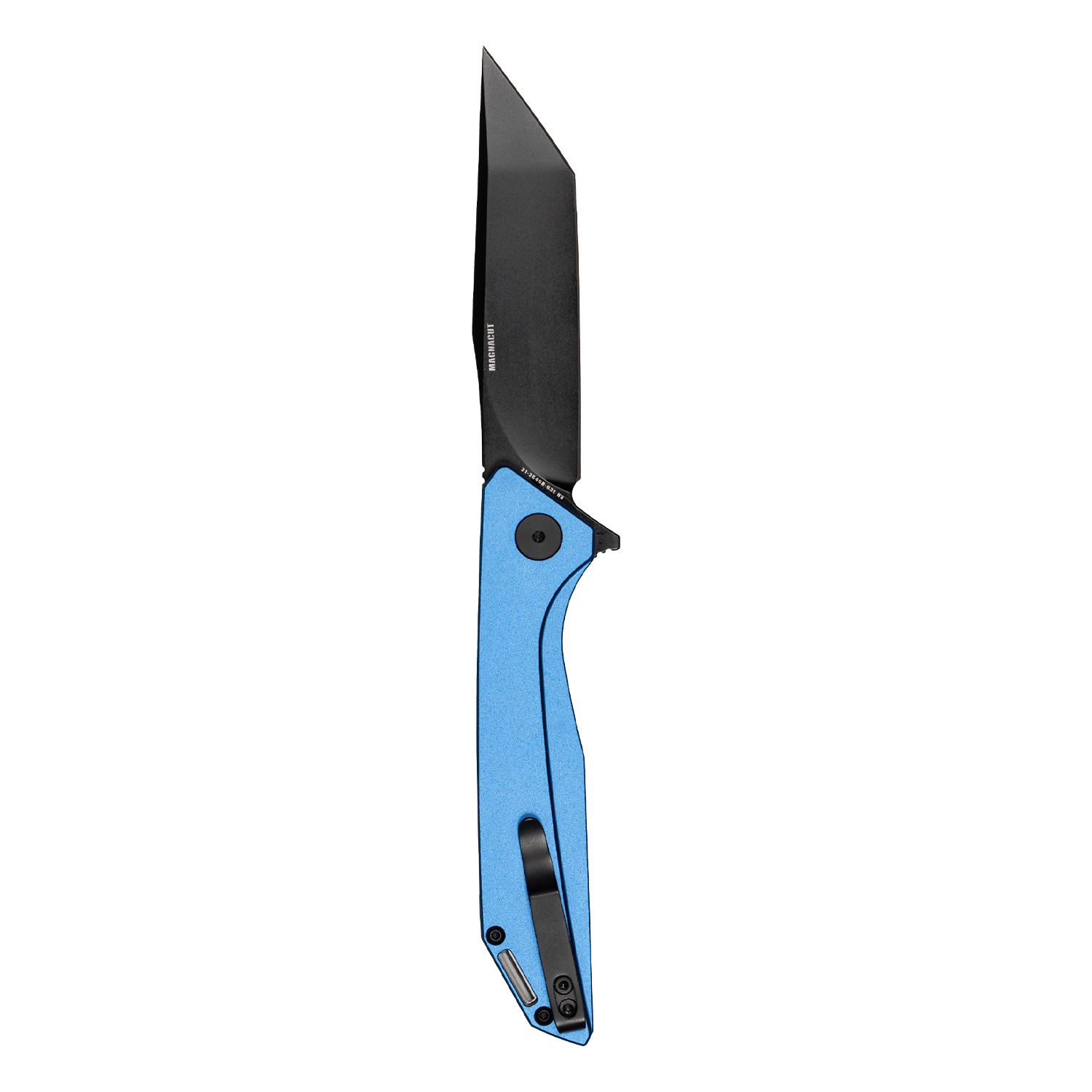Glow Rhino The Szilard Folding Knife Magnacut Tanto Anodized Aluminum Handles with Large Blue Tritium SZILARD-B-AL-Z-MGNCT-XB View 3