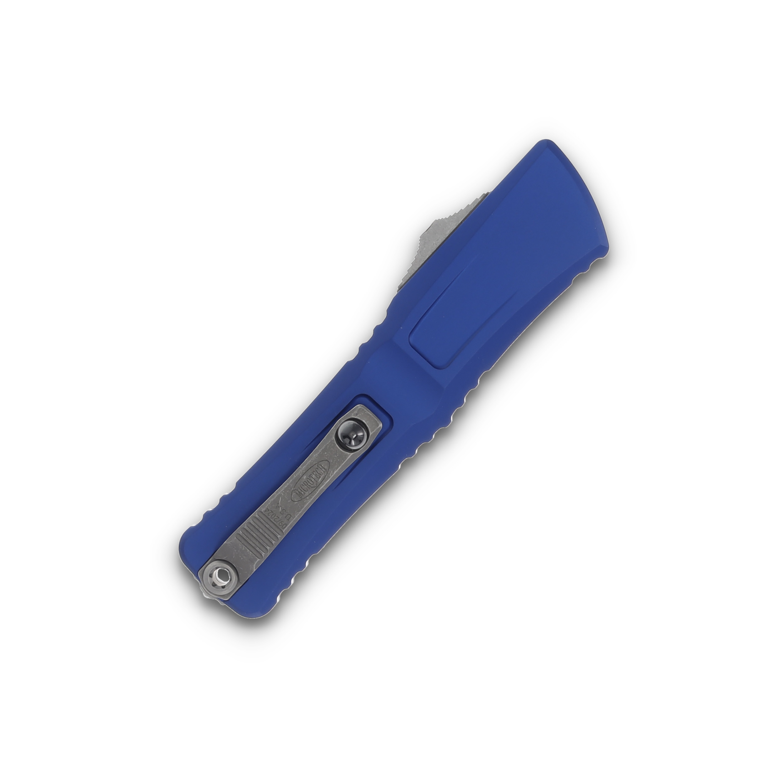 Microtech Combat Troodon Gen III Navy Blue OTF SE Apocalyptic Drop Point AUMT114310APNA View 4