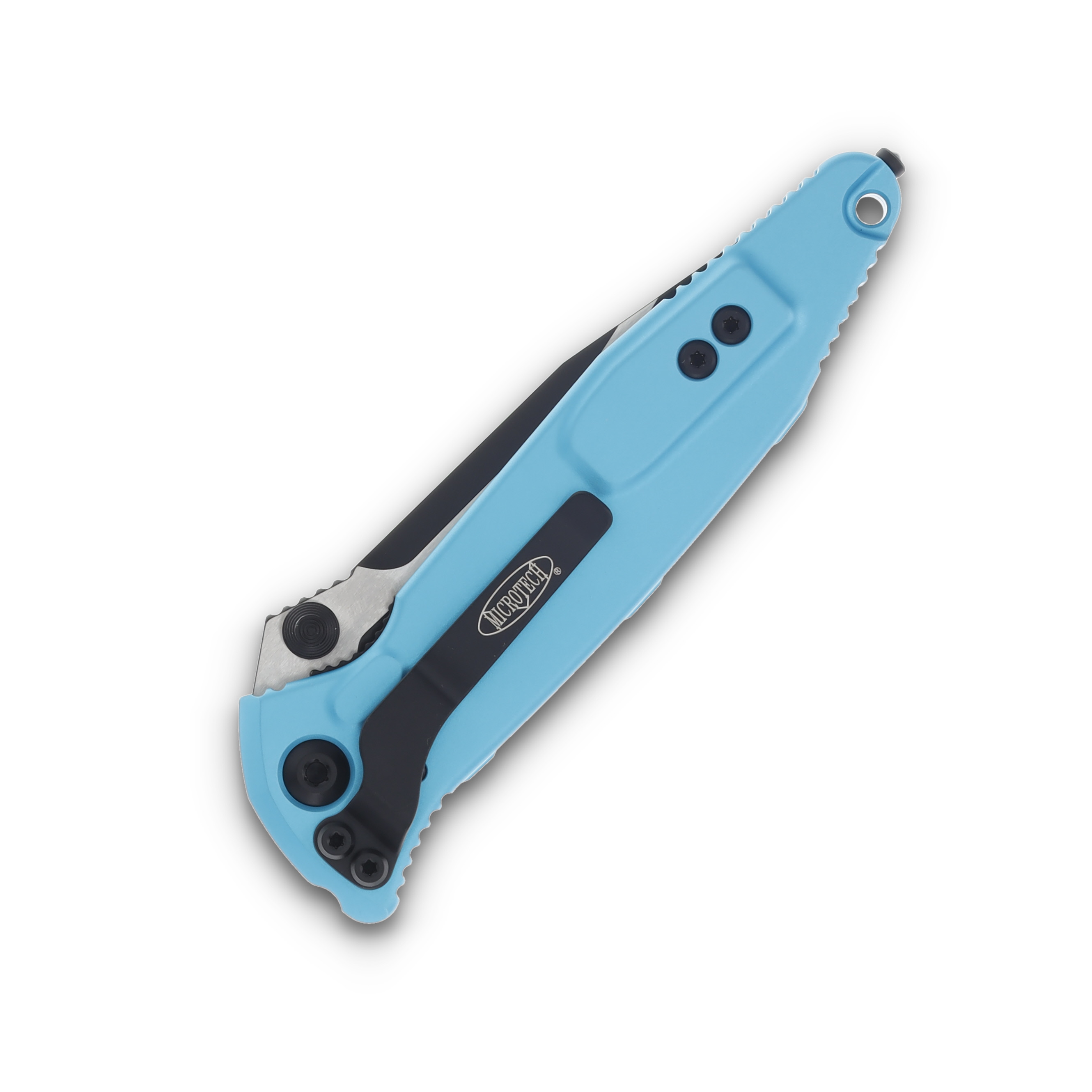 Microtech SOCOM Elite Linerlock Folding Knife Black S/E Turquoise AUMT1601TQ View 6