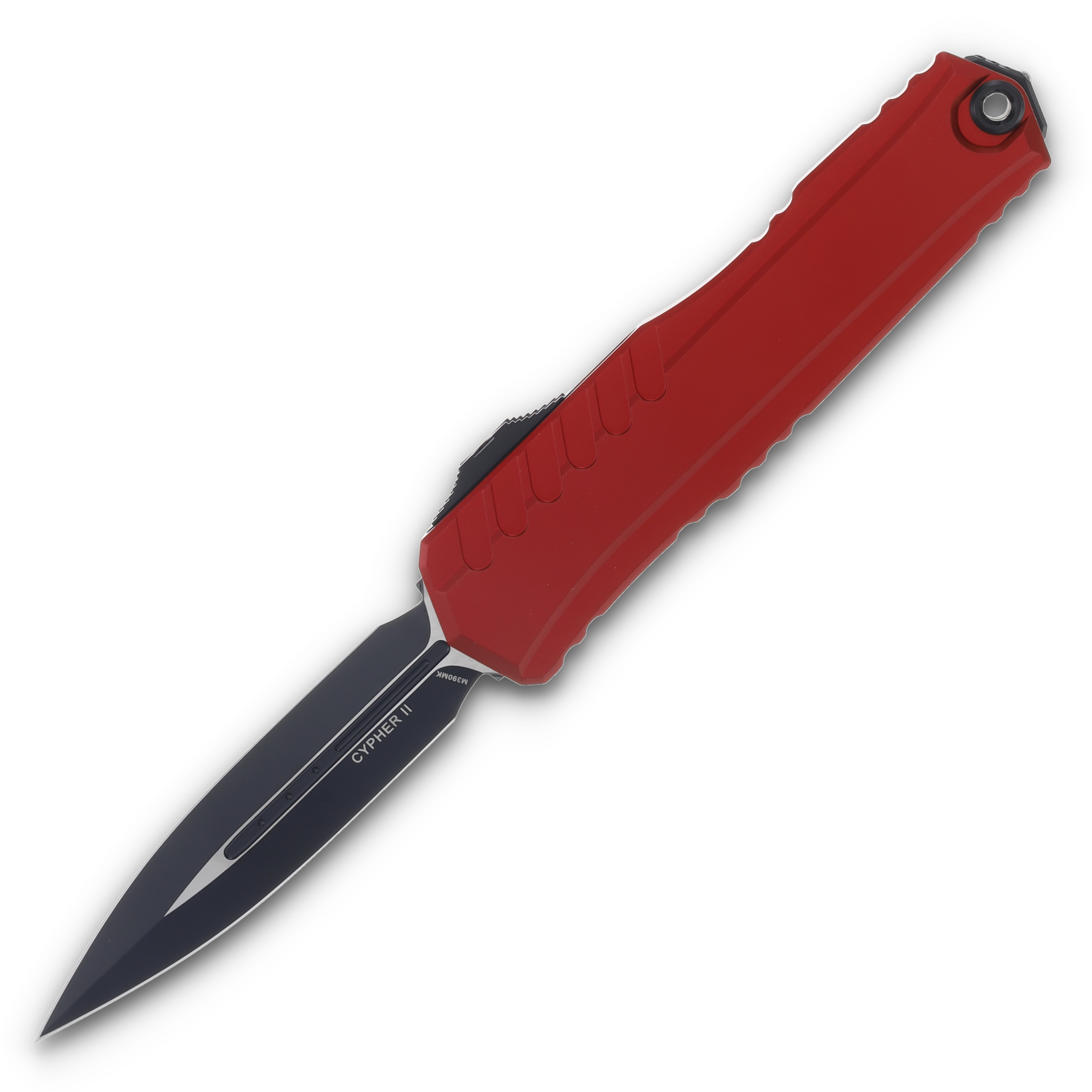Microtech Cypher II O-T-F Automatic Red Aluminum 3.55" Apocalyptic Dagger AUMT12421RD View 1