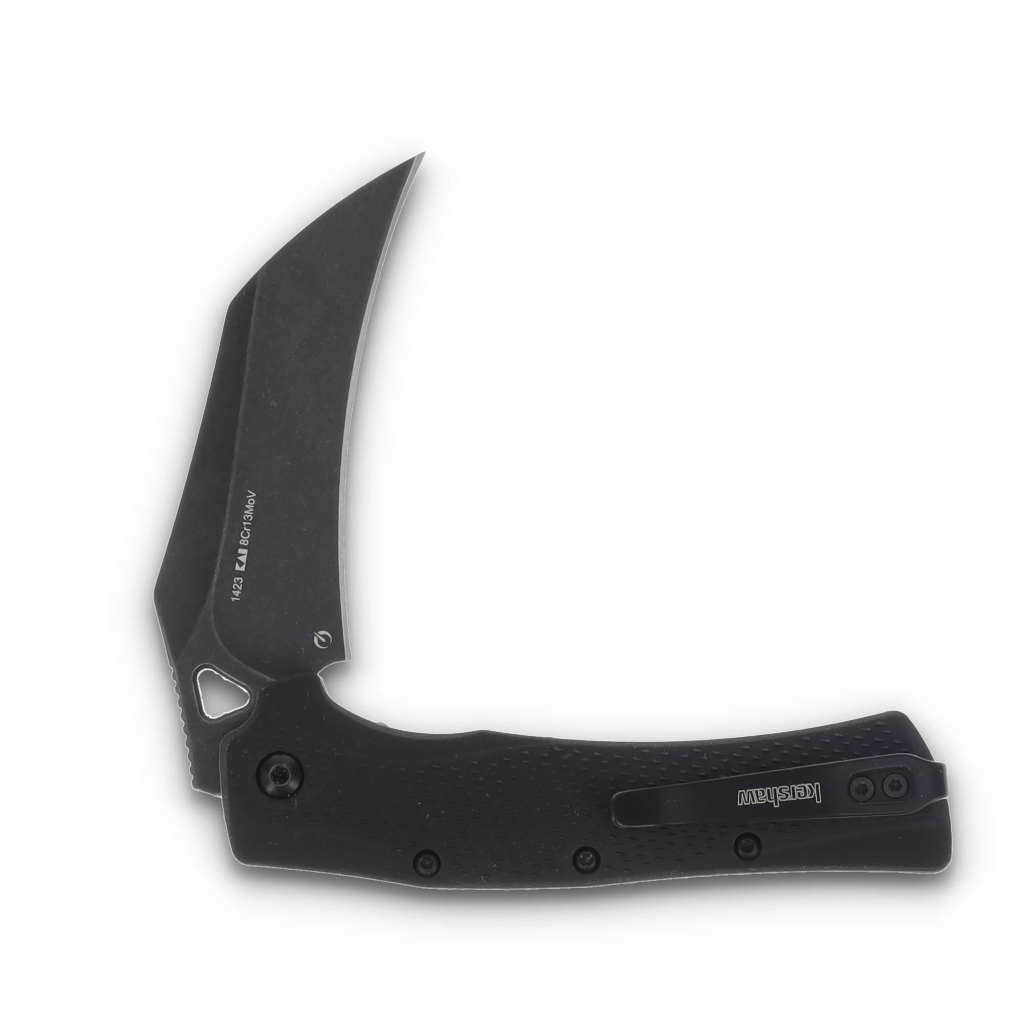 Kershaw Dawnstar Folding Knife 3.5 Inch Plain Blackwash Hawkbill KS1423 View 4