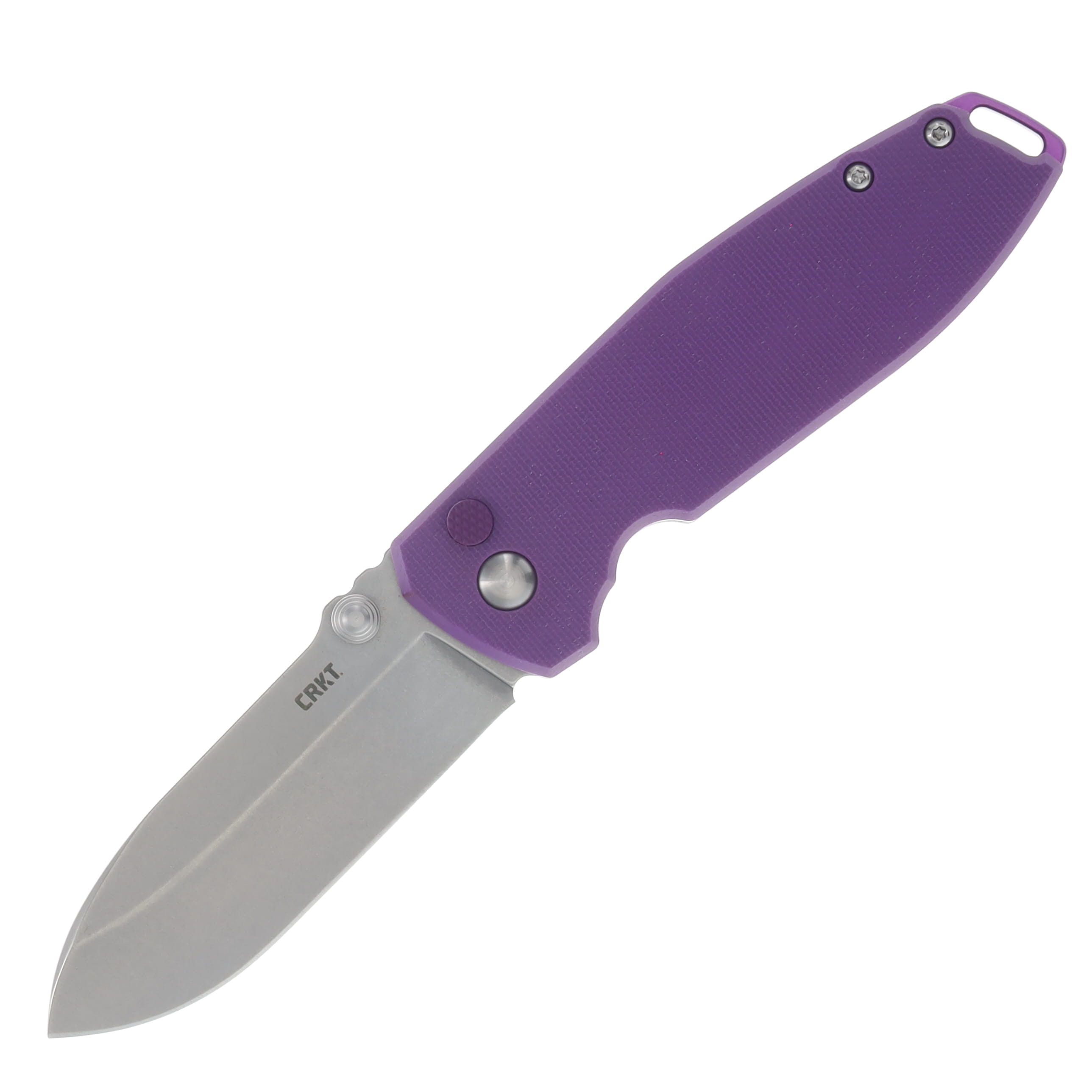 CRKT Squid XM Button Lock Folding Knife Stonewash/Violet G-10 Lucas Burnley Design CR2495P View 1