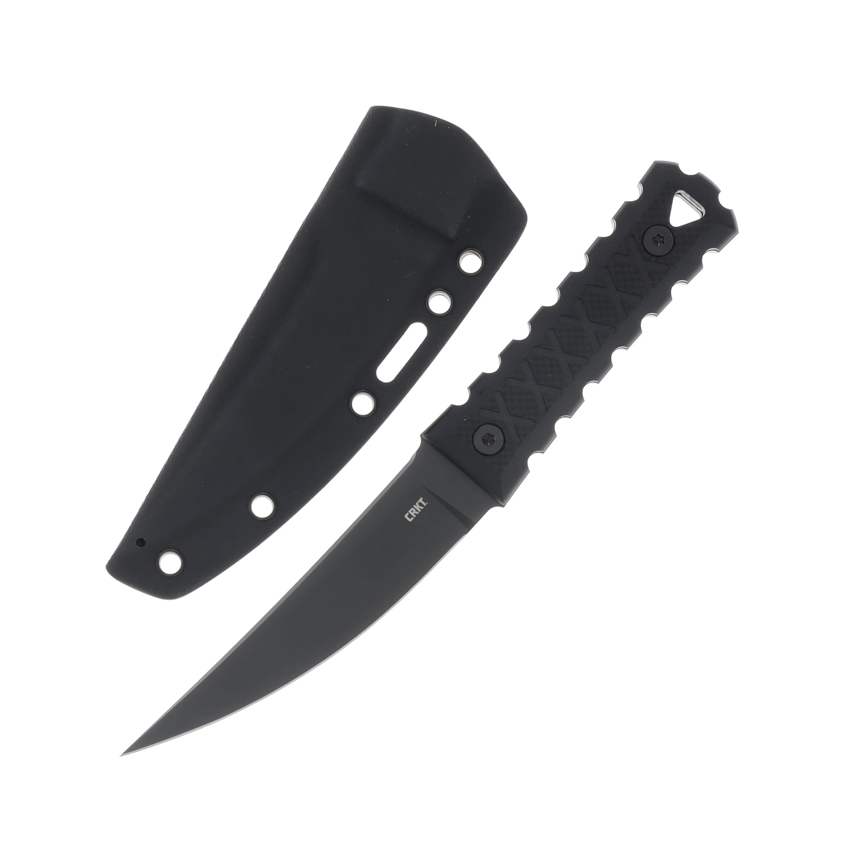 CRKT HZ4 Fixed Blade Knife 4.76 Inch Plain Black TiNi Modified Tanto CR2924 View 1