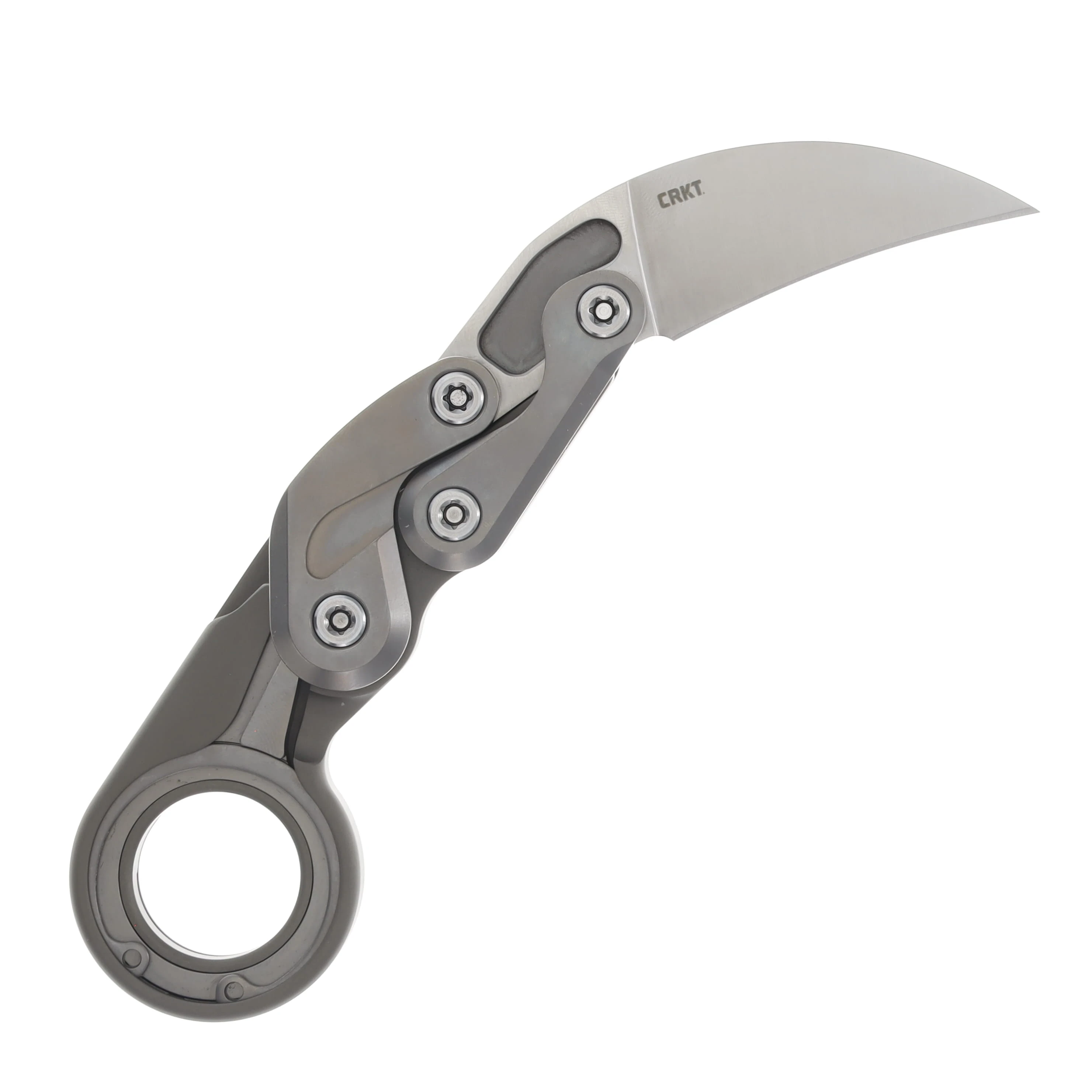 CRKT Provoke Silver Aluminum Folding Karambit Knife 2.41in Satin Hawkbill CR4040G View 2