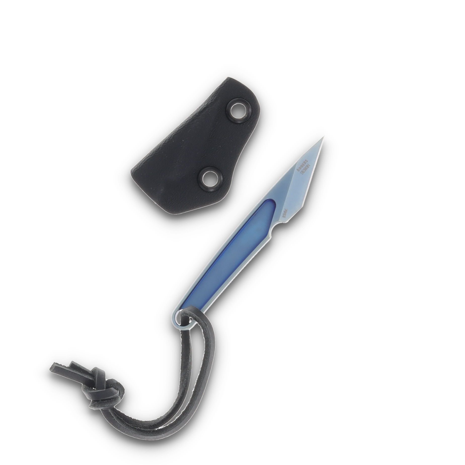 CRKT HangTi Fixed Blade Blue Titanium Knife 1.06in Kiridashi Blade CR7065 View 2