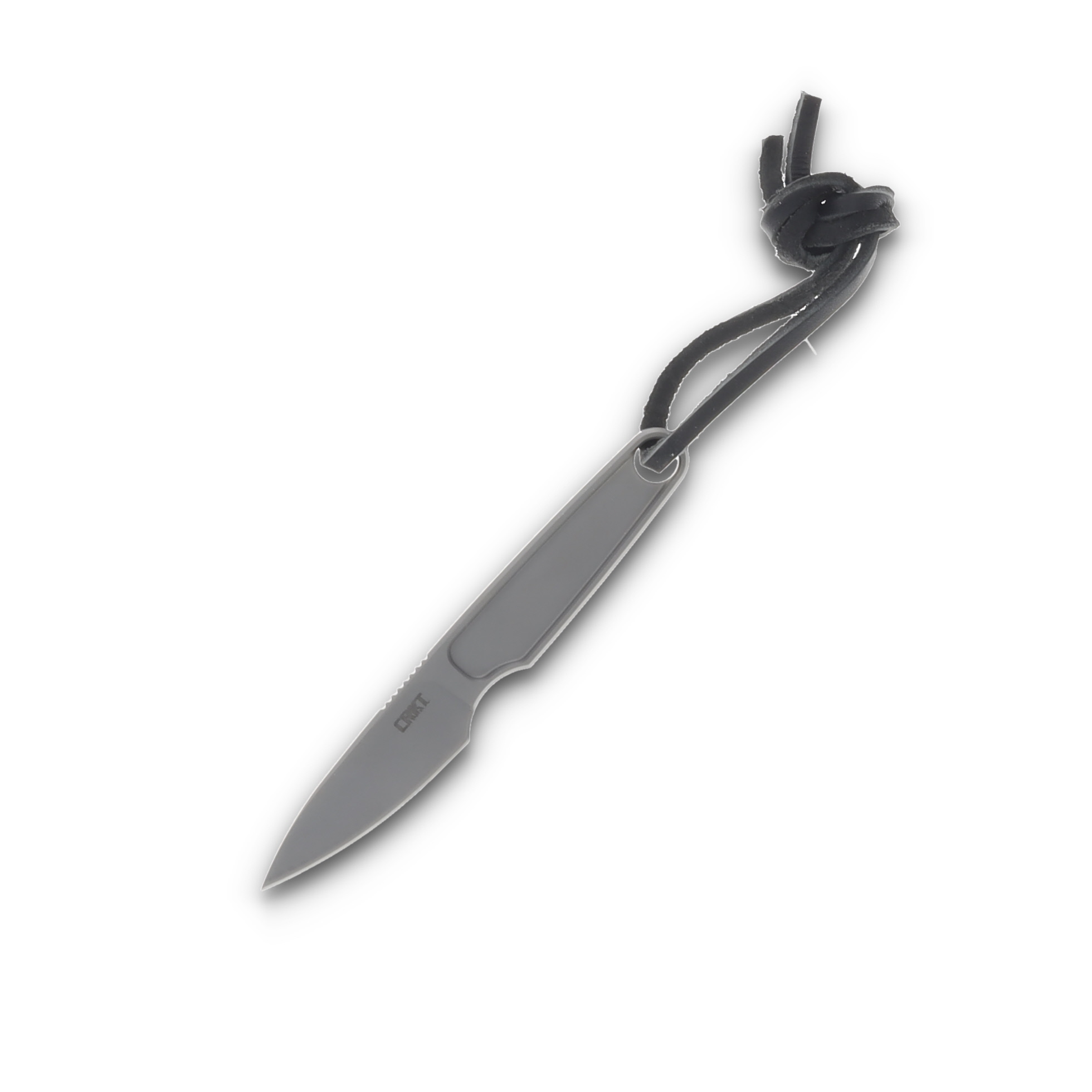 CRKT HangTi Fixed Blade Knife Gray 1.68in Plain Bead Blast Drop Point CR7066 View 3