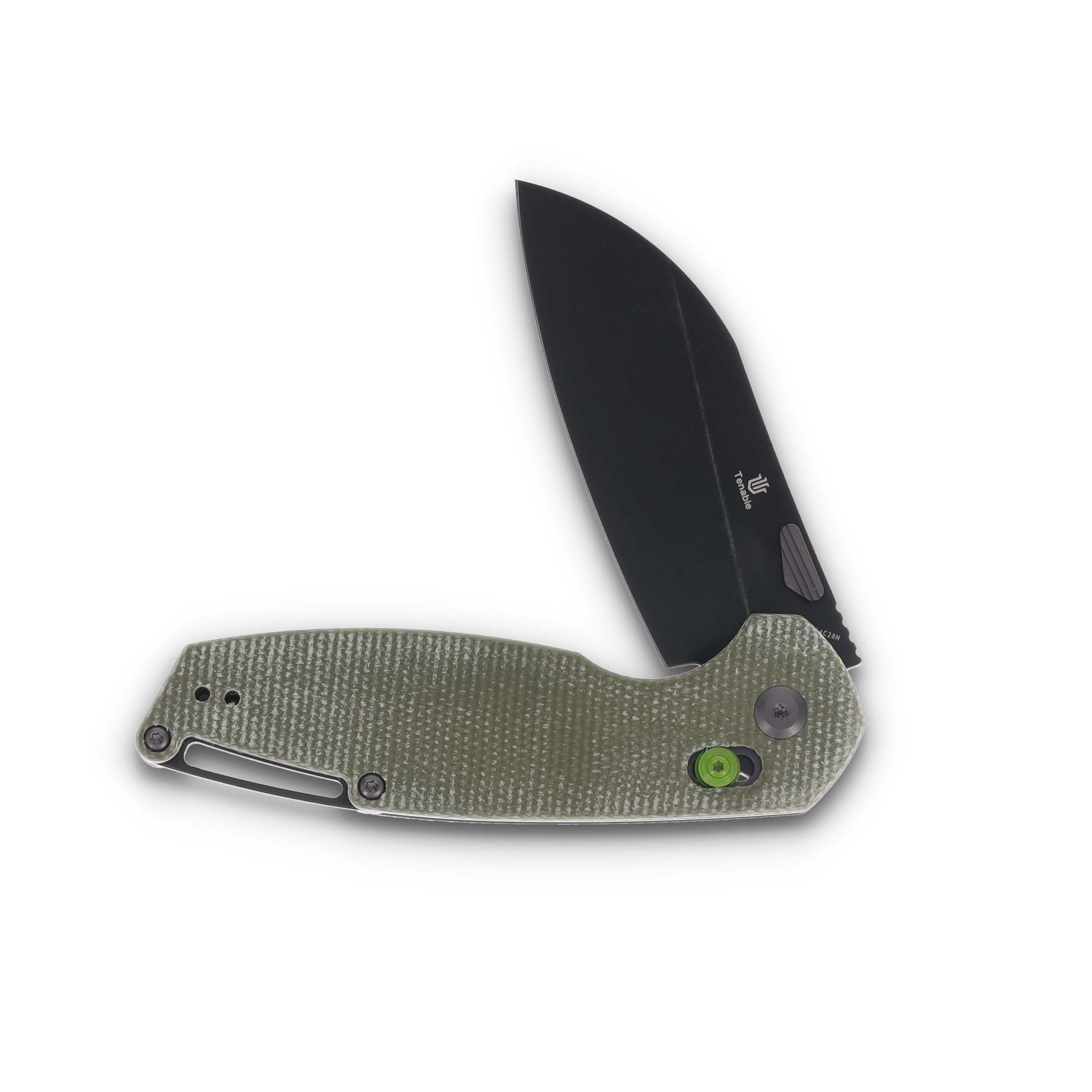 Tenable Knives Model 6 Green Micarta Handle Blackwash 14C28N Blade T1022V2 View 3