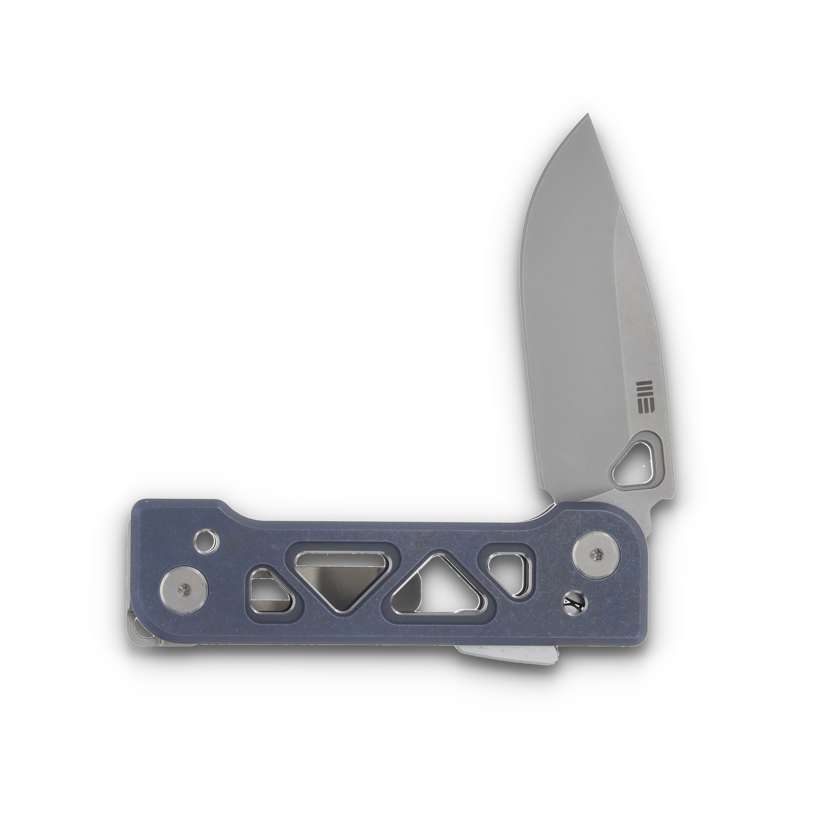WE Knife Co Tyro Superlock Blue Titanium 2.91in Stonewashed Drop Point Blade WE24001-4 View 3