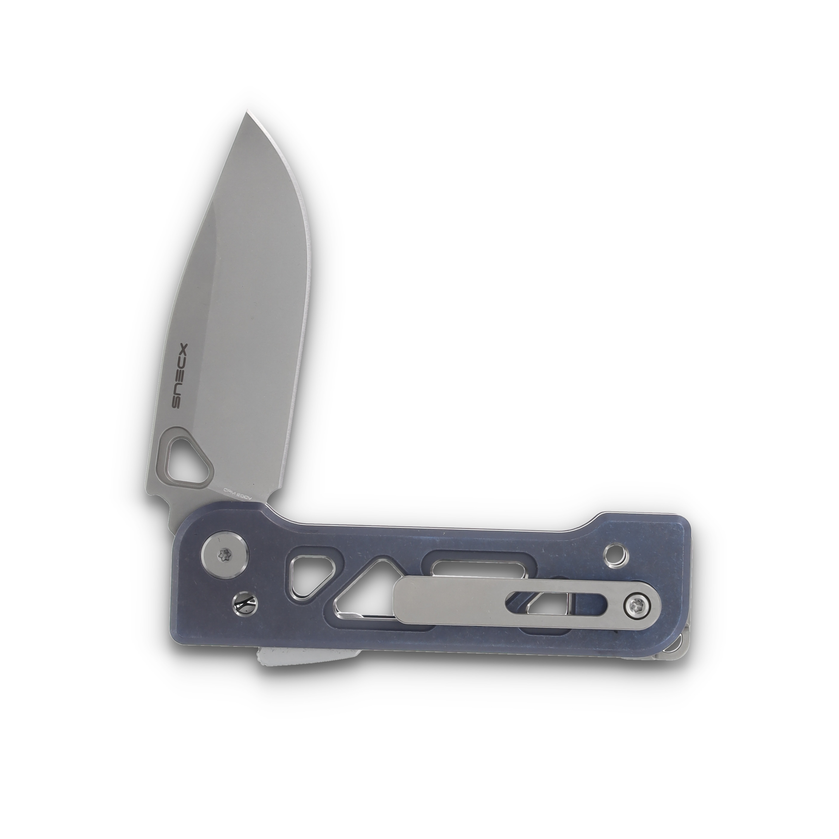 WE Knife Co Tyro Superlock Blue Titanium 2.91in Stonewashed Drop Point Blade WE24001-4 View 4