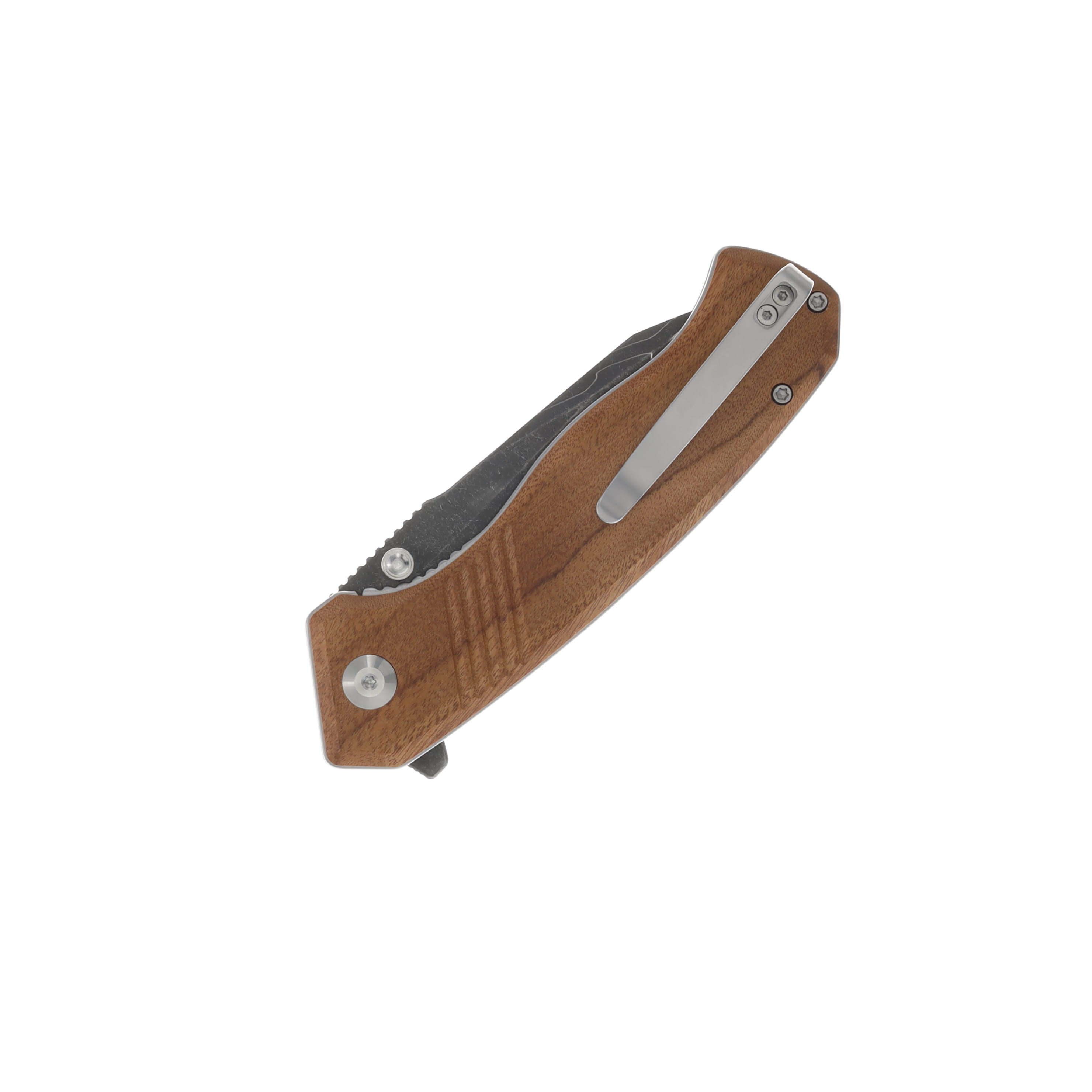 CIVIVI Placoid Guibourtia Wood Folding Knife 3.67in Damascus Clip Point Blade C23079-DS1 View 4
