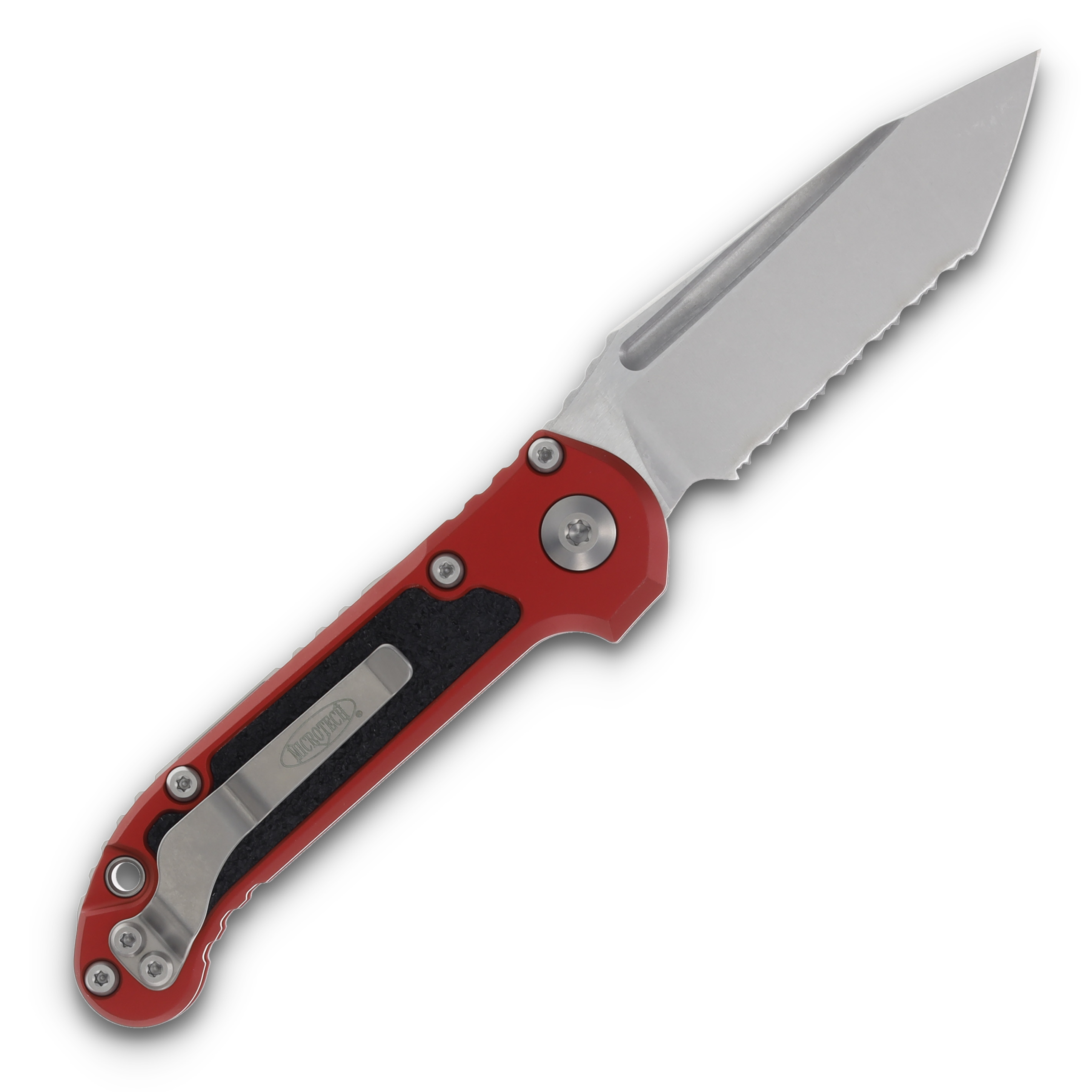 Microtech L.U.D.T. T/E Gen III Red Stonewash Full Serrated AUMT113612RD View 2
