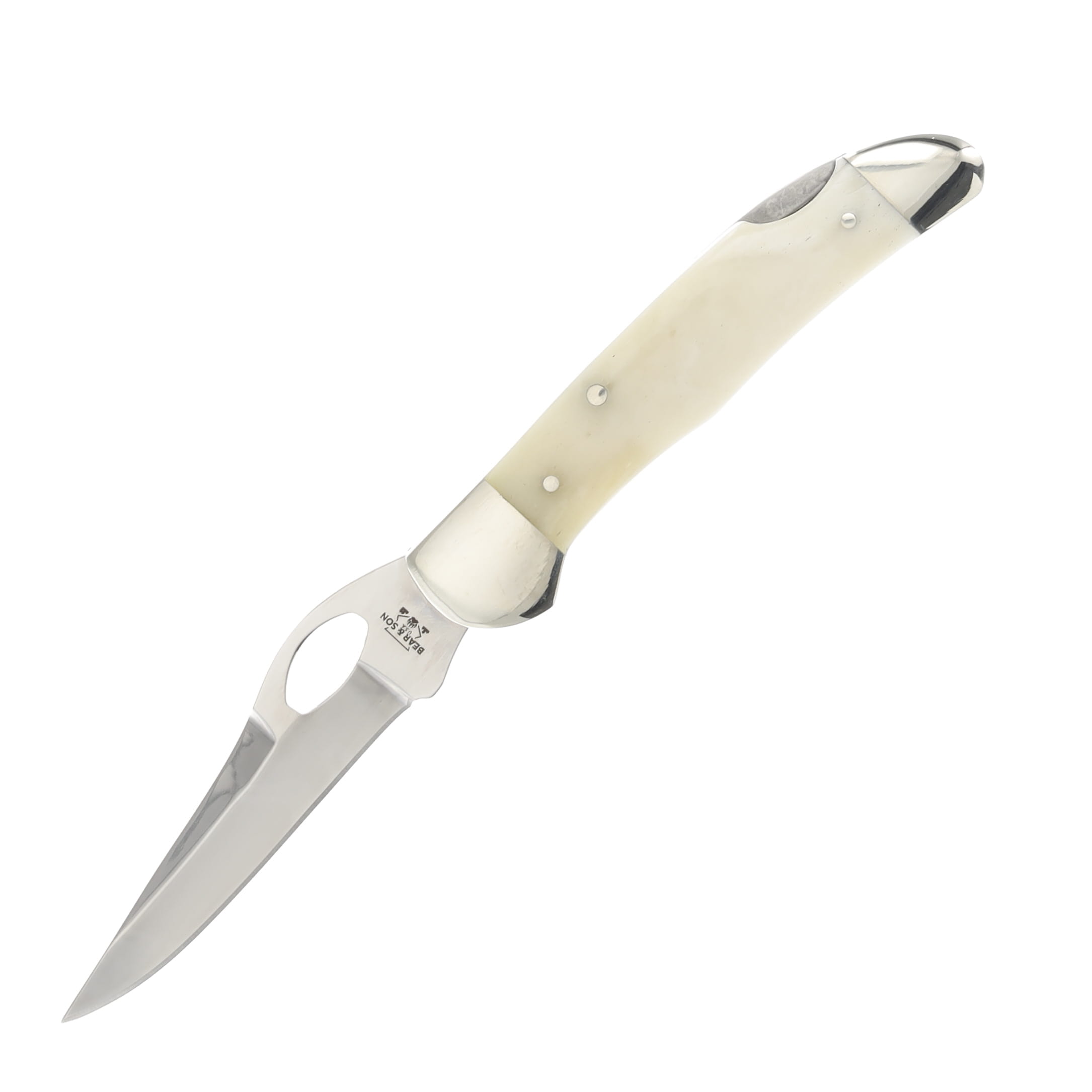 Bear & Son Cowhand White Smooth Bone Lockback Folding Knife BRWSB149L View 1