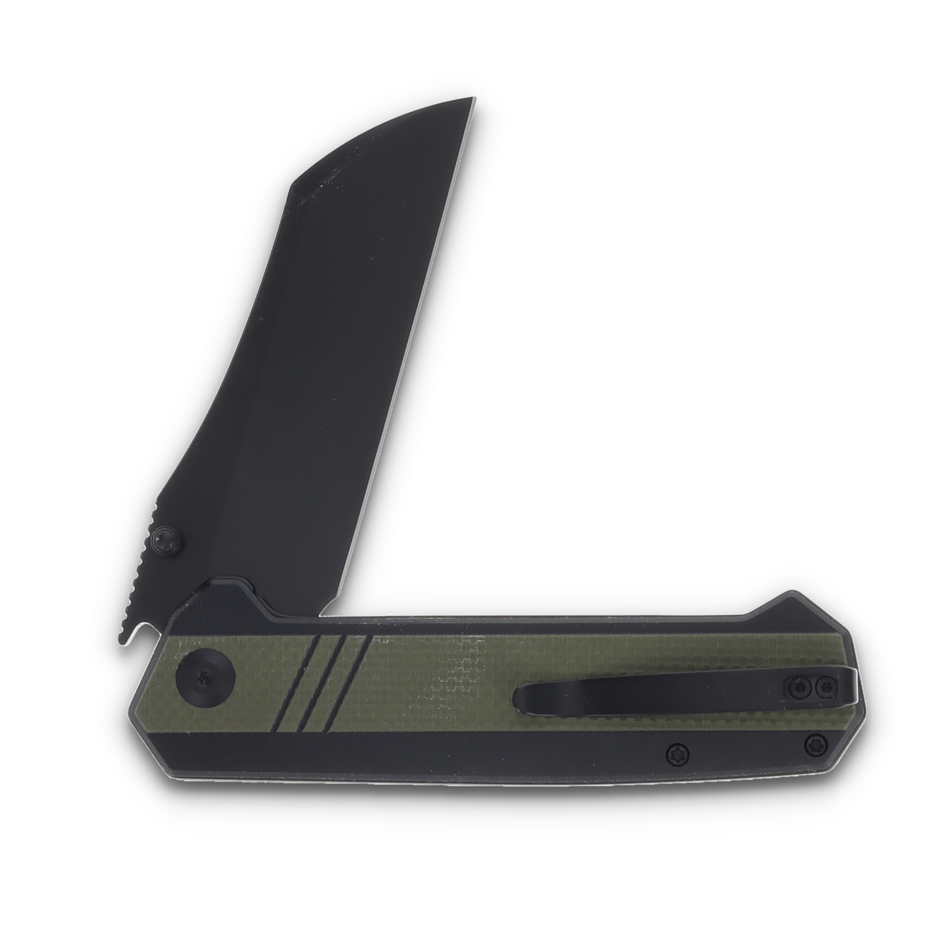 SENCUT Draxor Green and Black 3.7 Inch Plain Black Sheepsfoot S24035-2 View 4
