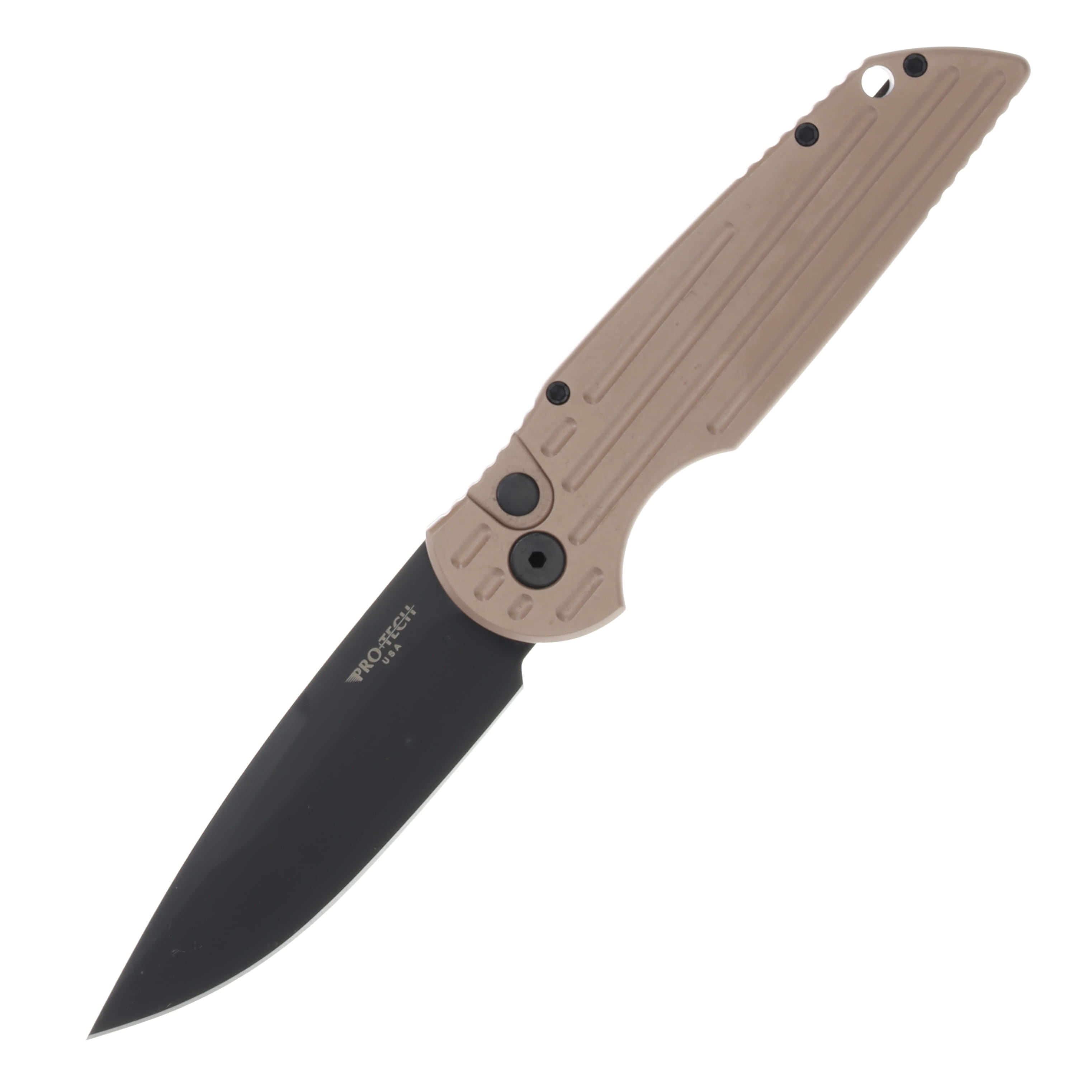 Pro Tech Auto TR-3 Tactical Response 3 FDE Aluminum Knife 3.5in Black DLC Blade AUPTTR-3 BT-FDE View 1