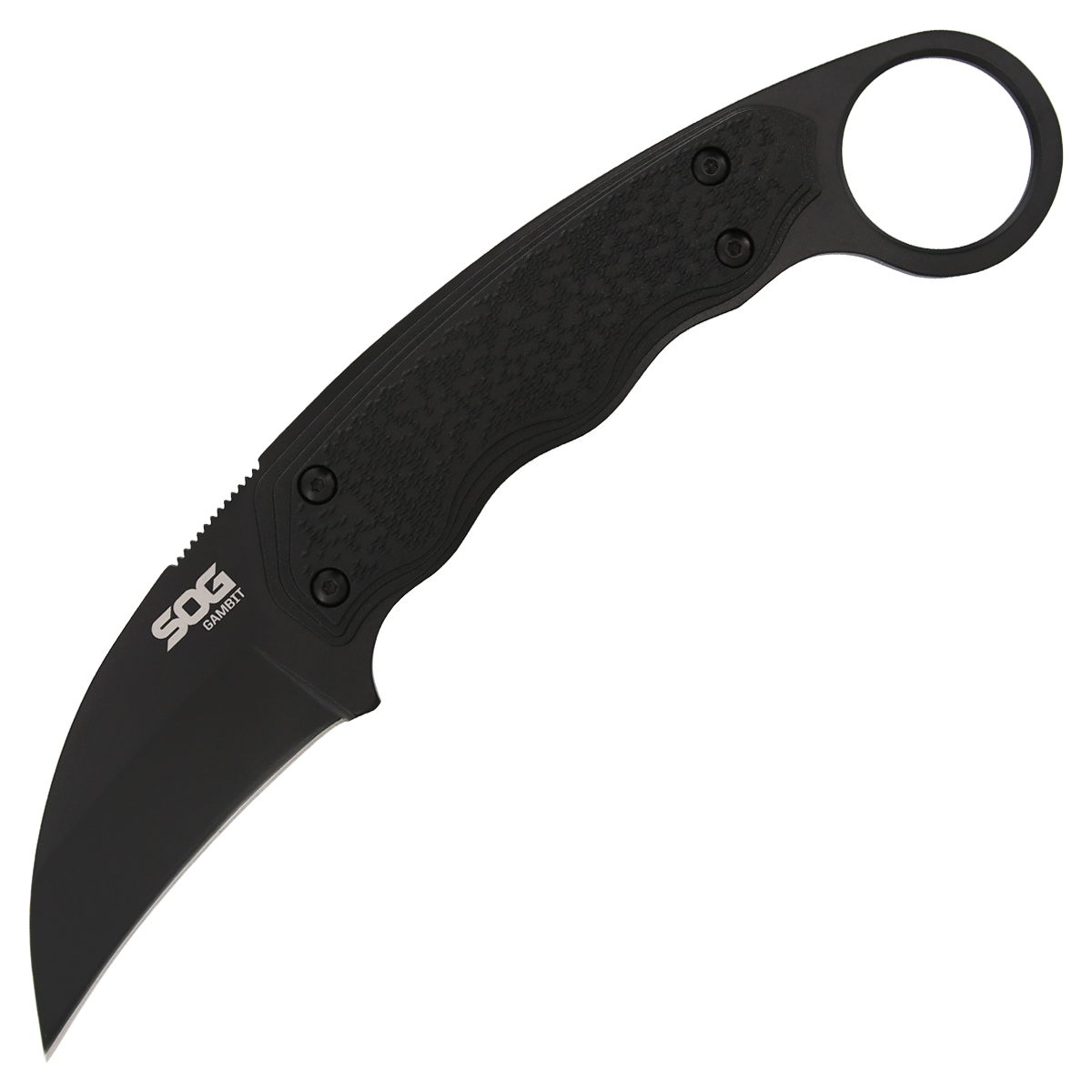 SOG Gambit Blackout Fixed Blade Knife 2.58in Plain Black Sheepsfoot SOG-GB1002-CP View 3