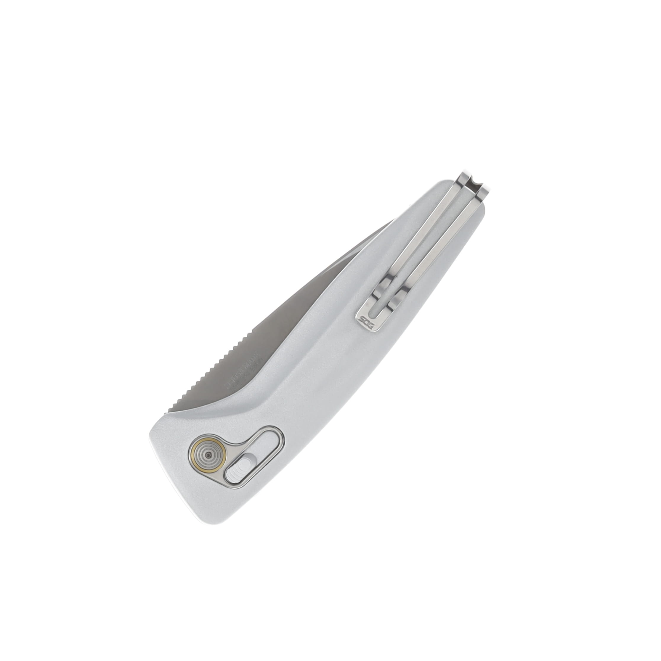 Sog One Zero AU OTS Auto Silver Chrome Aluminum Handle Cryo S35VN Drop Point Blade SOG-15-73-03-57 View 3
