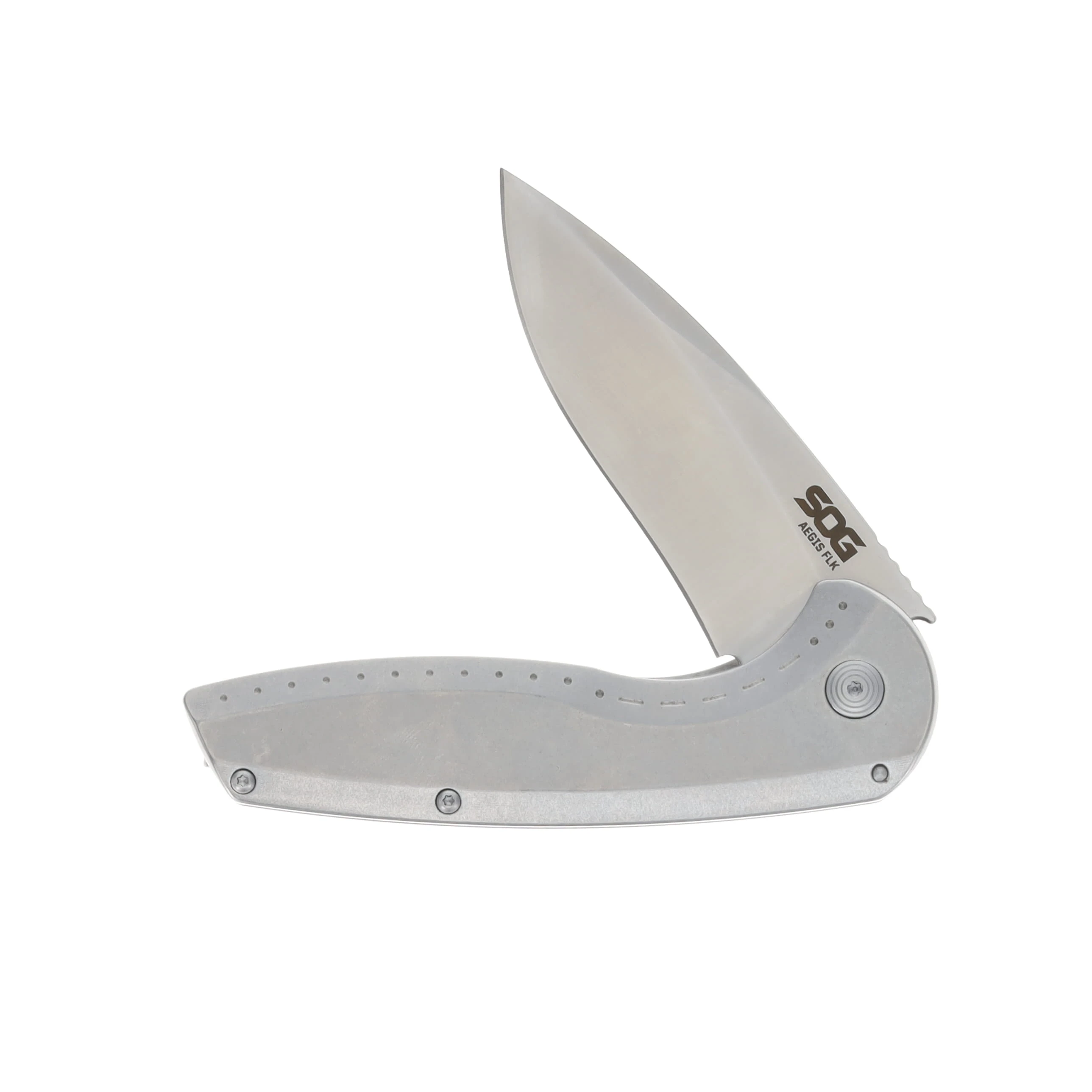 SOG Aegis FLK 2.0 Folding Knife 3.25 Inch Plain Satin Drop Point SOG-14-41-03-43 View 3