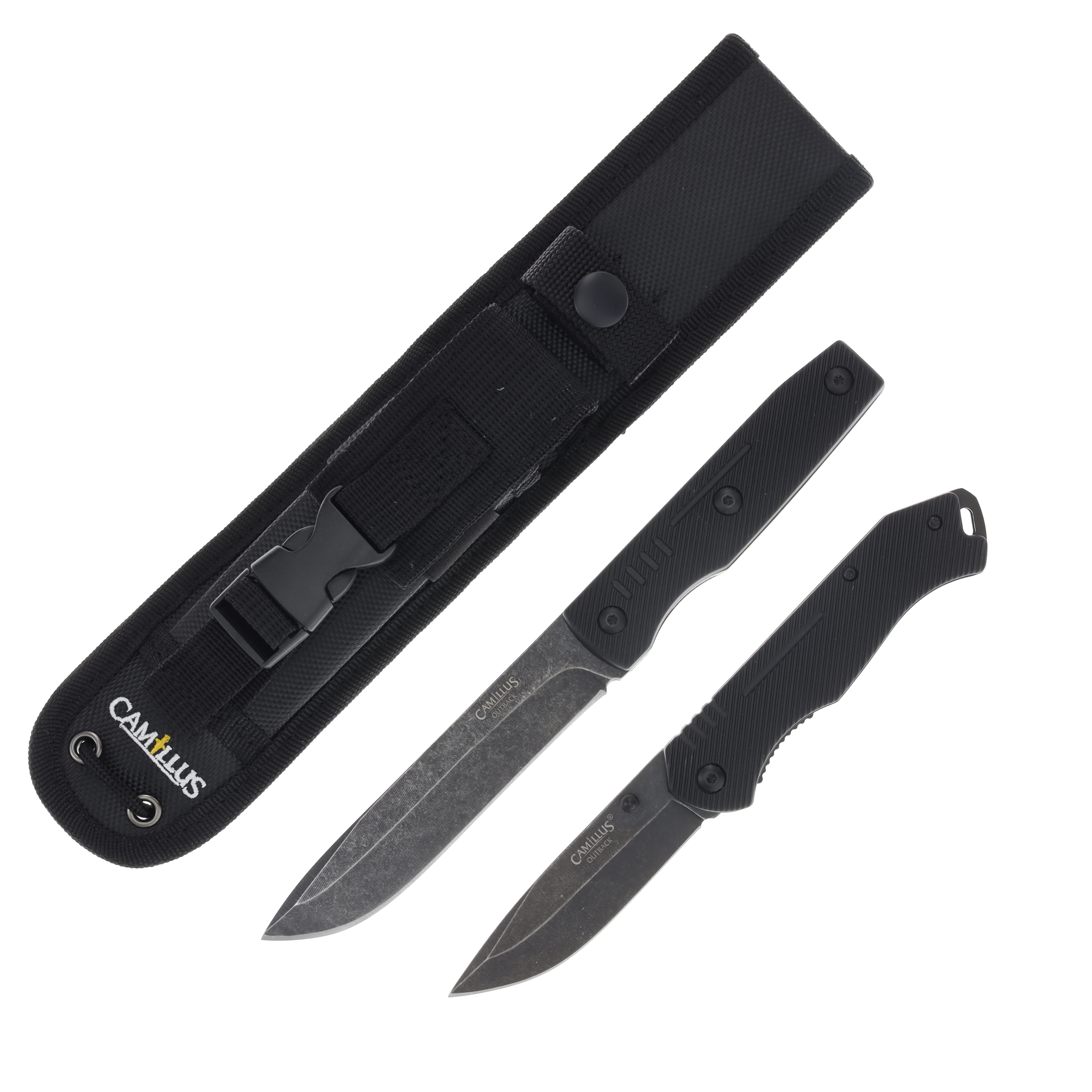 Camillus Outback Folding & Fixed Combo-2 Pack Black Injection