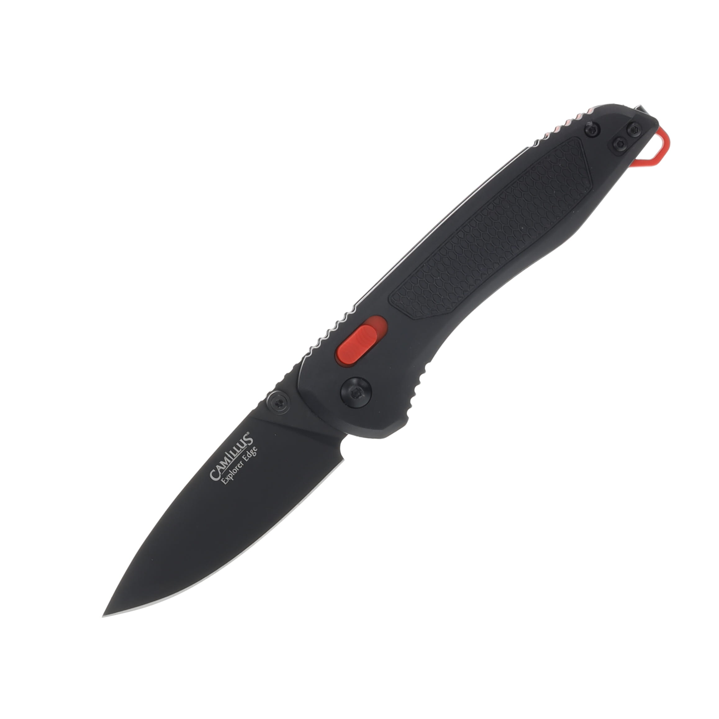 Camillus Explorer Edge Folding Knife Black Nylon Glass Fiber Handle Black Coated 3Cr13 3In. Drop Point Blade CAM-21009 View 1