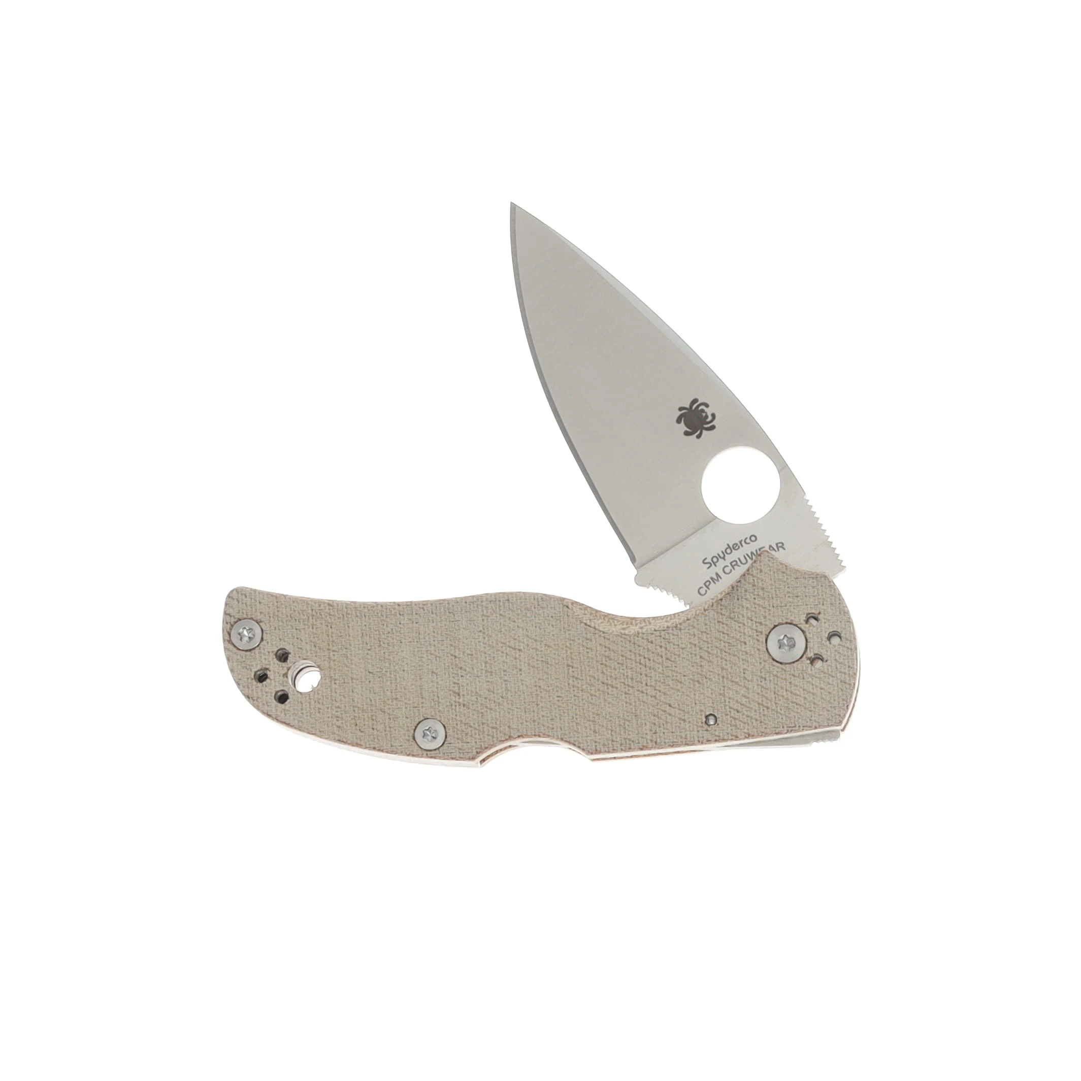 Spyderco Native 5 Brown Canvas Micarta 2.95in Satin Drop Point Blade SPC41MPCW5 View 3
