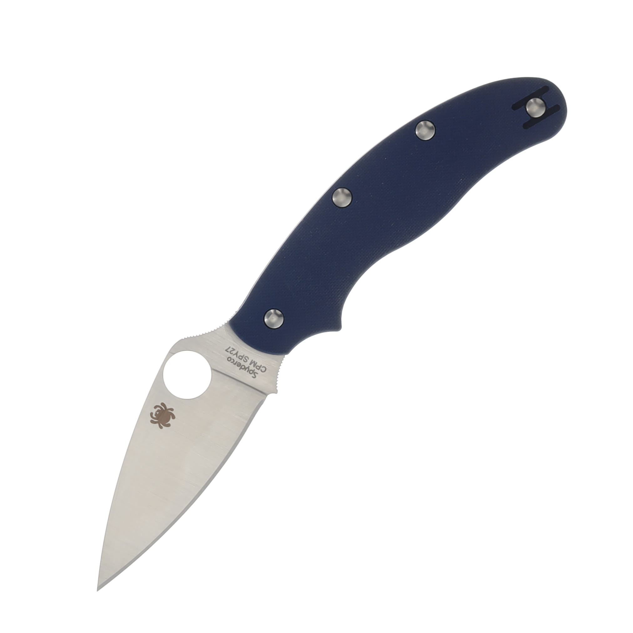 Spyderco Uk Penknife Cobalt Blue G-10 2.95in Satin Plain Leaf Blade SPC94GPCBL View 1