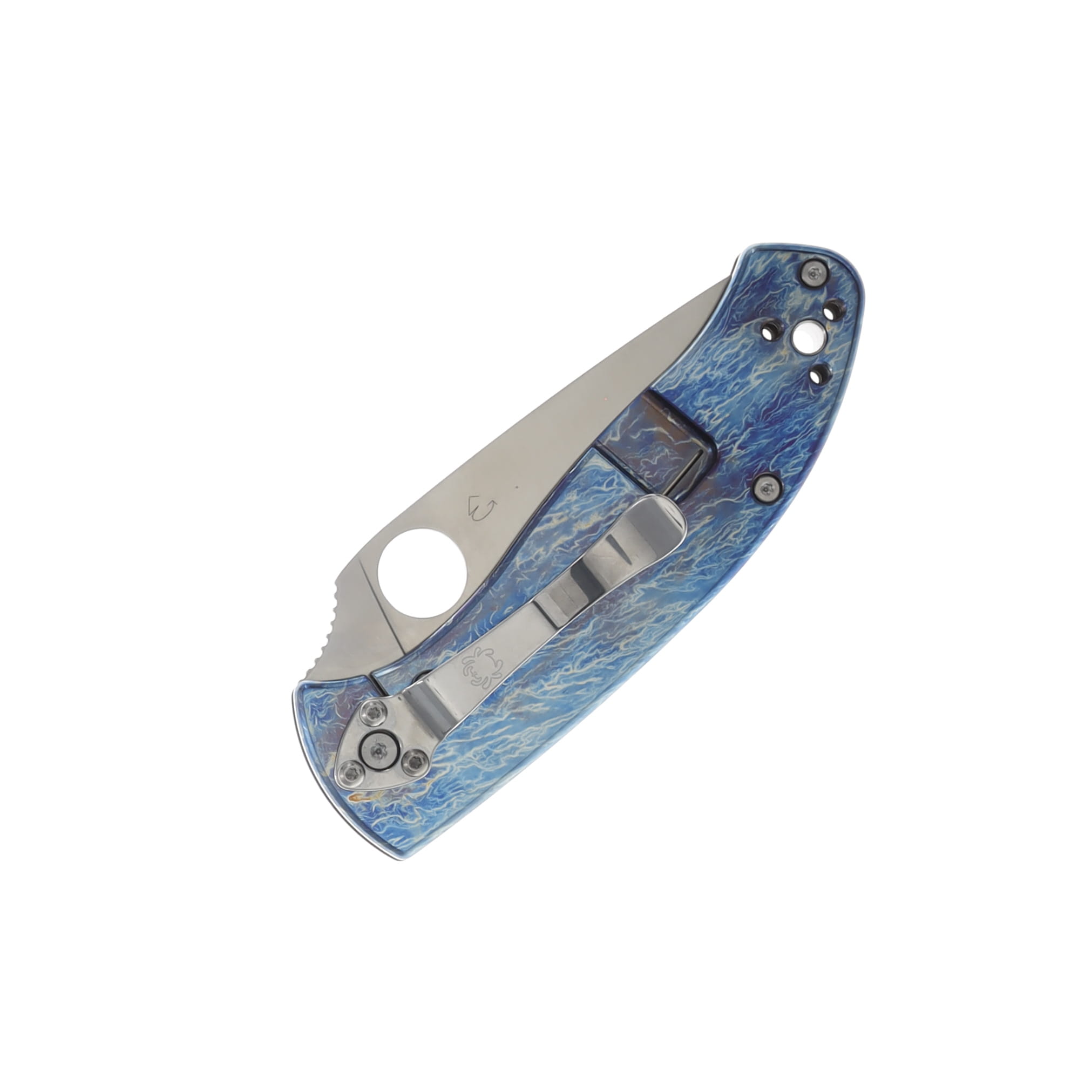 Spyderco Tenacious Blue Titanium Disarray 3.35in Satin D2 Blade SPC122TIBLD2P View 2