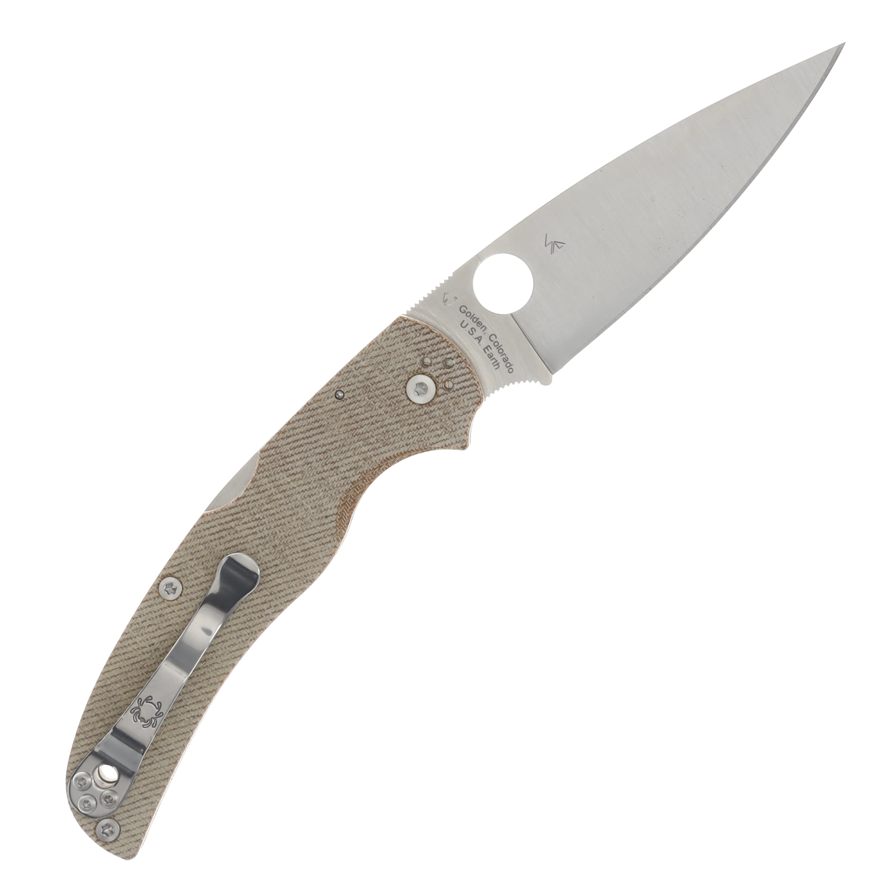 Spyderco Native Chief Brown 4.08 Inch Plain Satin Drop Point SPC244MPCW View 2