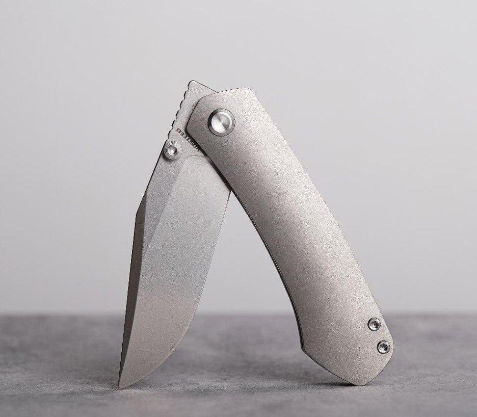 Vosteed Vallhund Folding Knife Stonewash S35VN Gray Titanium A2101 View 10