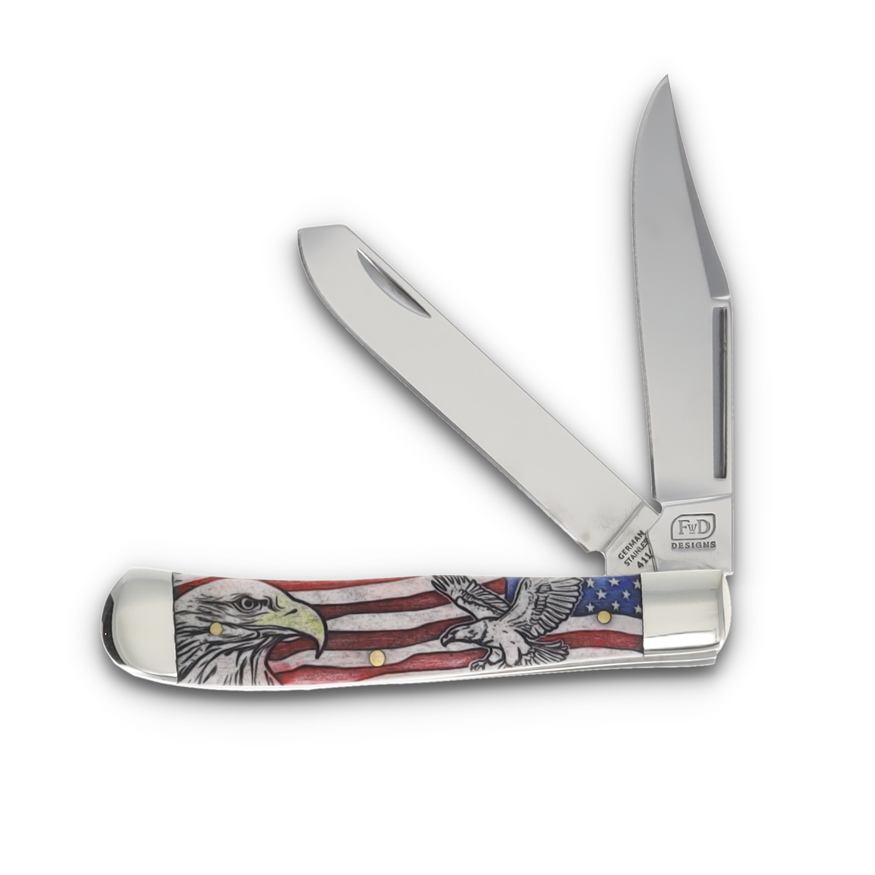 Frostwood Designs Trapper Laser Engraved Handle Eagle/American Flag FRFWD002BEF View 1