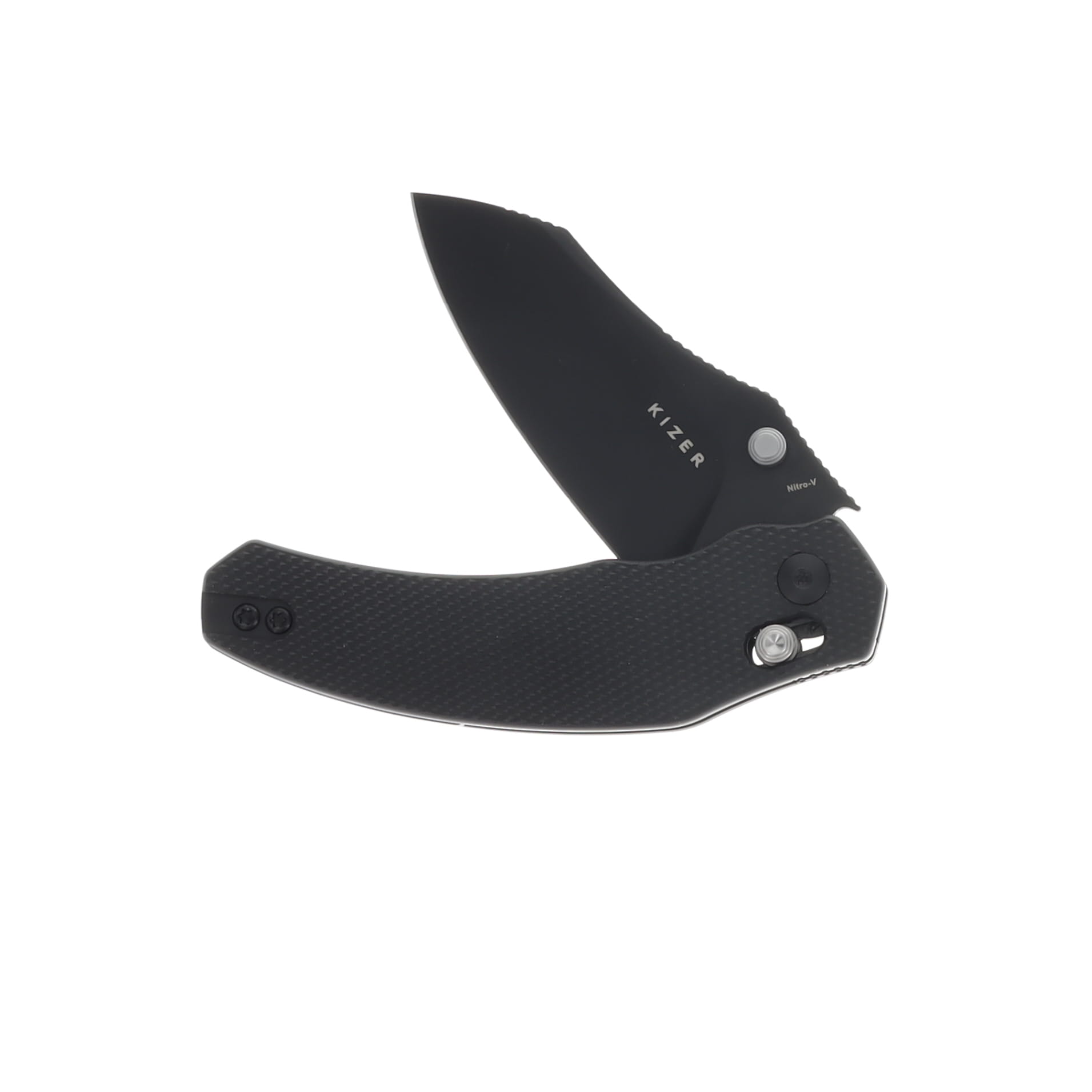 Kizer Bulldog Folding Knife 3 Inch Plain Black PVD Sheepsfoot V3672A1 View 3
