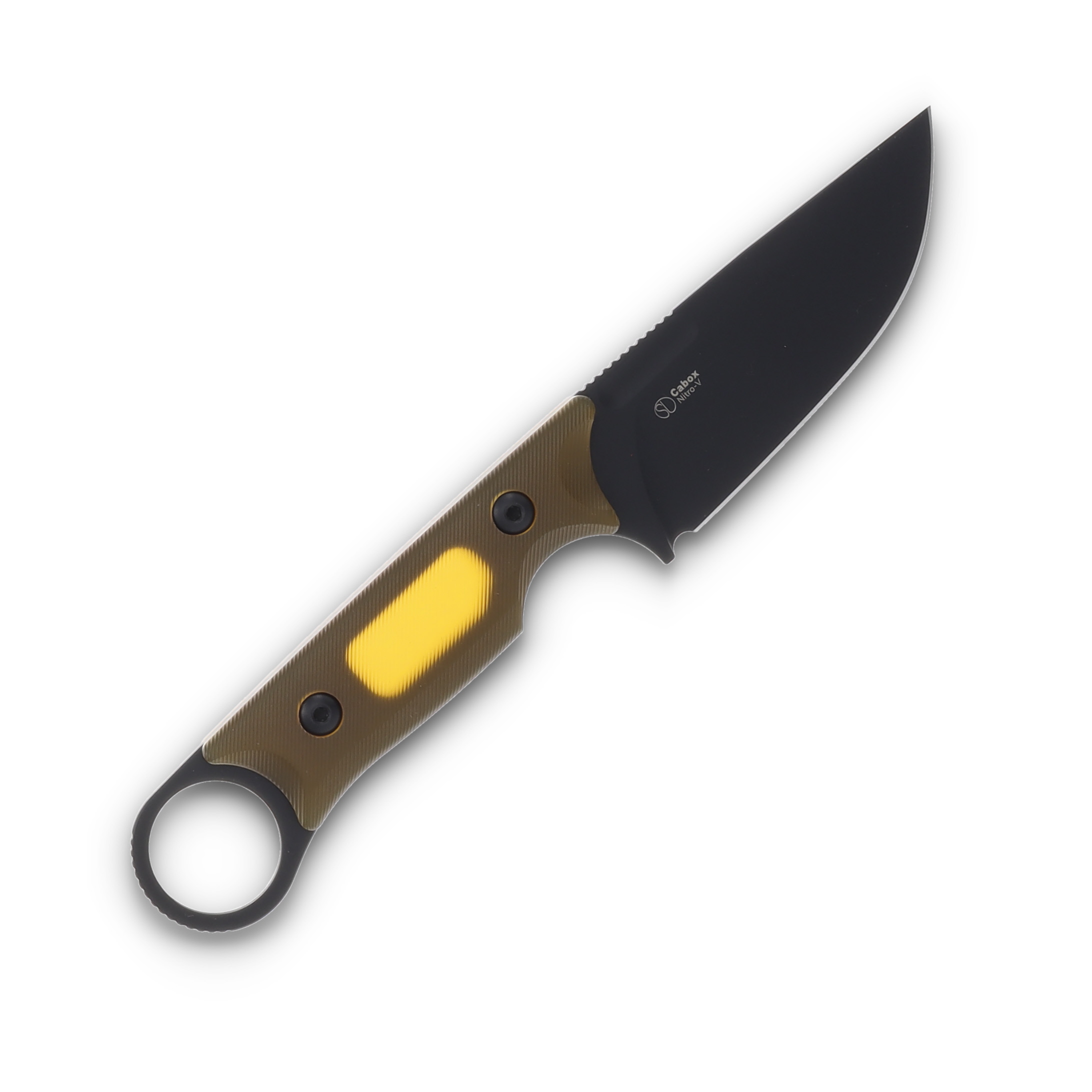 Kizer Cabox Fixed Blade Knife Yellow 3.36 Inch Plain Black Drop Point 1048A6 View 4