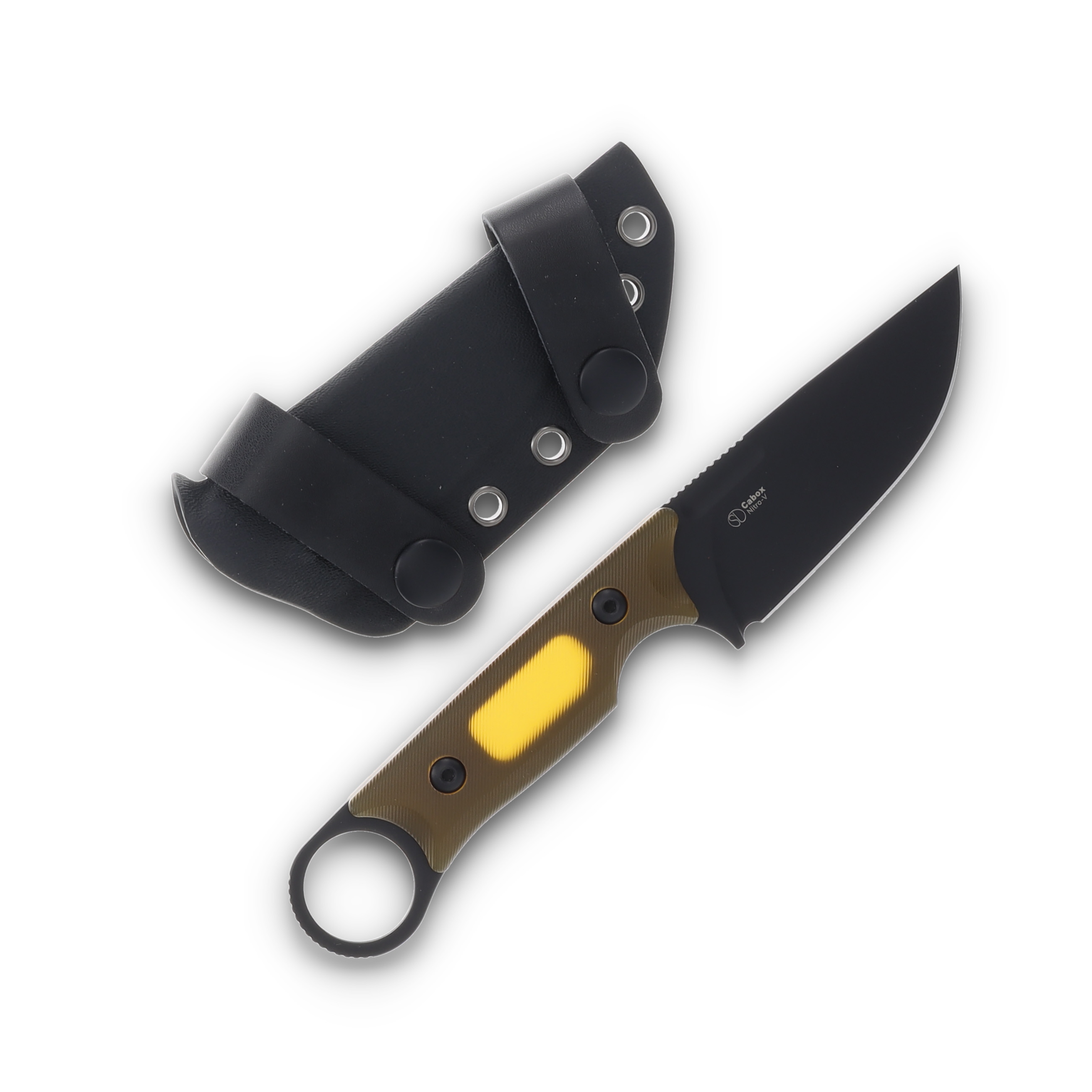 Kizer Cabox Fixed Blade Knife Yellow 3.36 Inch Plain Black Drop Point 1048A6 View 2