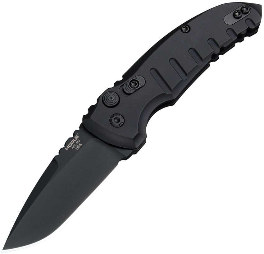 Hogue A01 Microswitch 1.95 Automatic Drop Point Black Cerakote Black Aluminum AUHG24116 View 1
