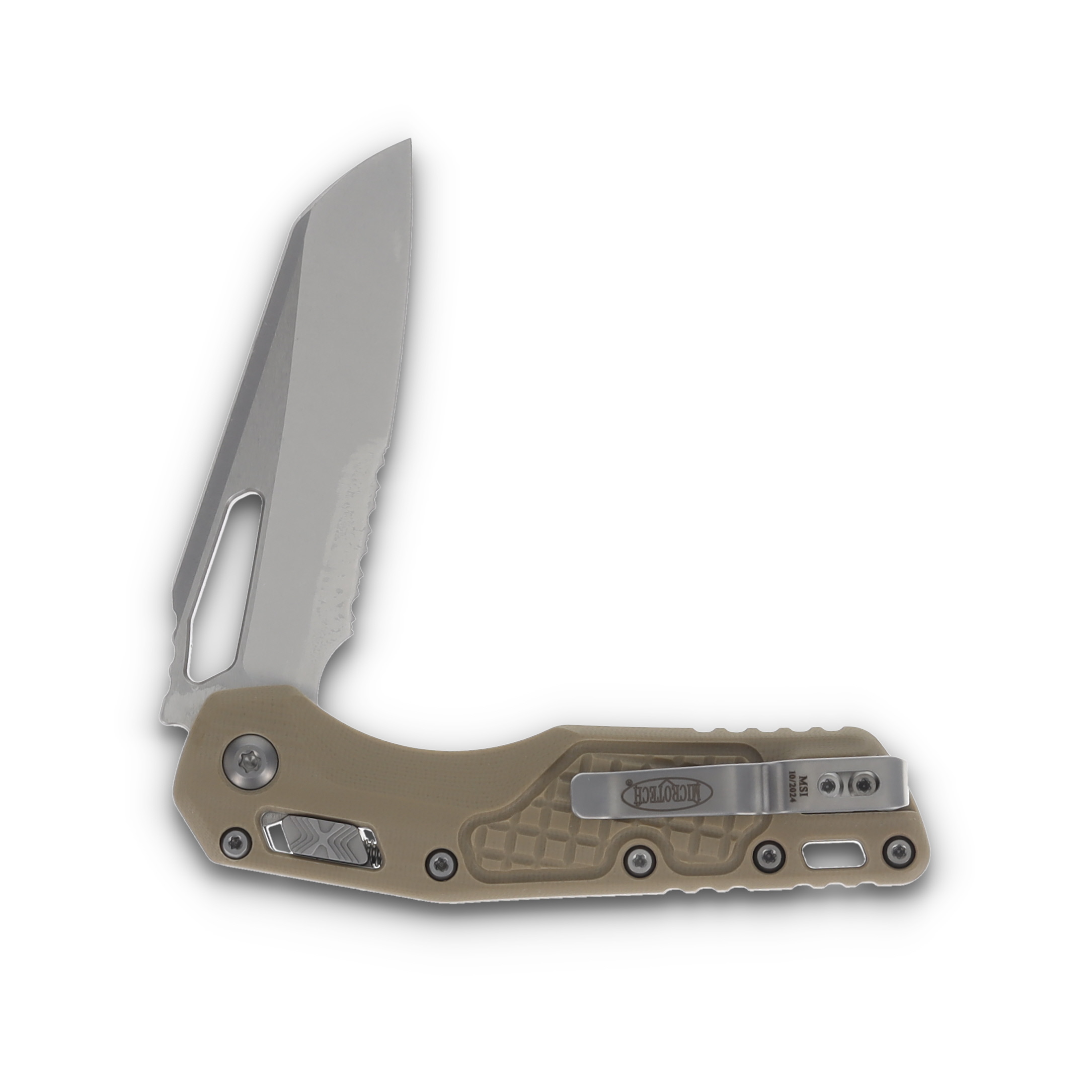 Microtech MSI Ram-Lok Frag Tan G-10 3.88in PS Stonewash Sheepsfoot Blade MT21011FRGTTA View 4